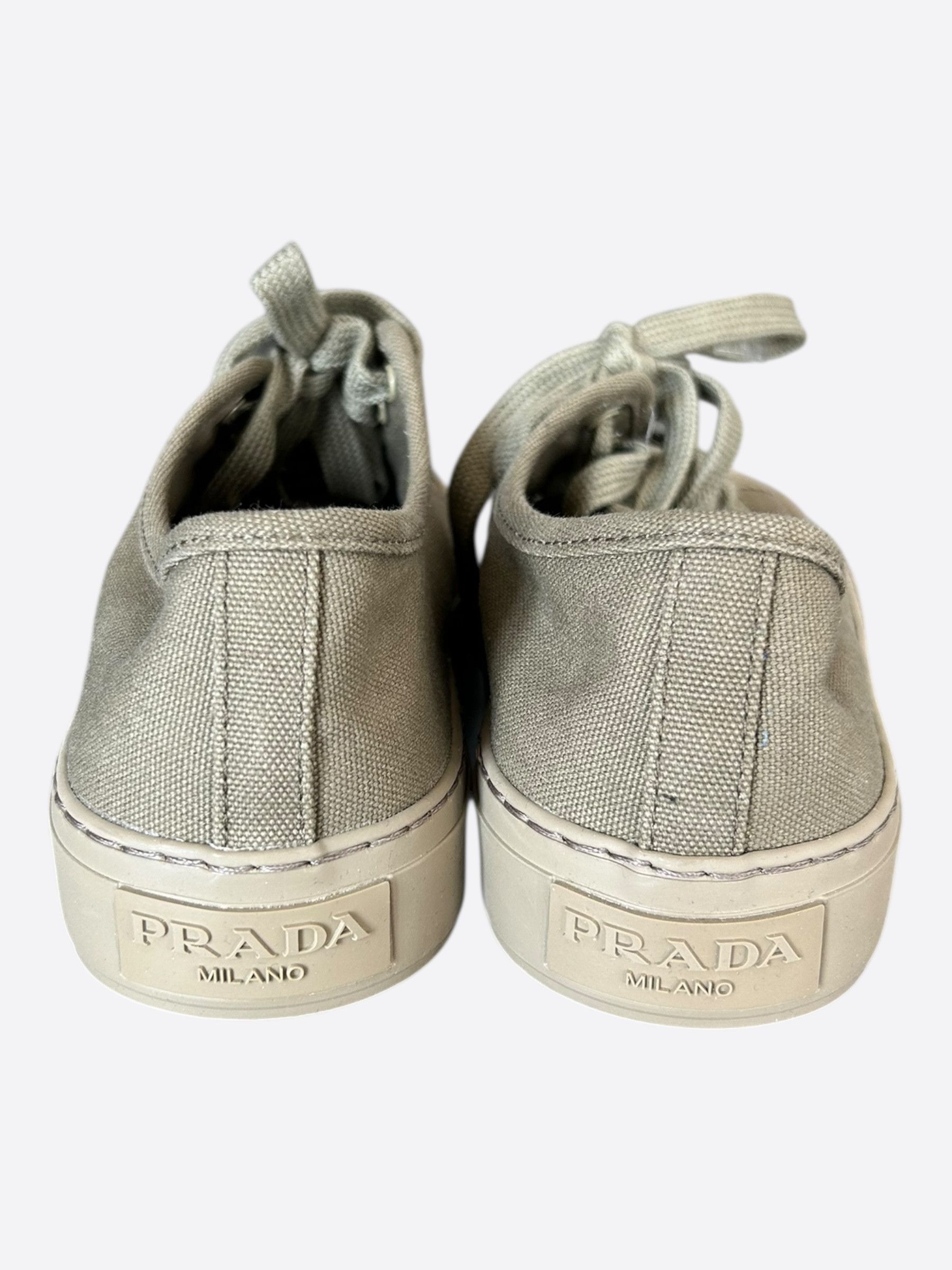 Prada Prada Olive Triangle Logo Canvas Sneakers Size US 8.5 / EU 41-42 - 4 Thumbnail