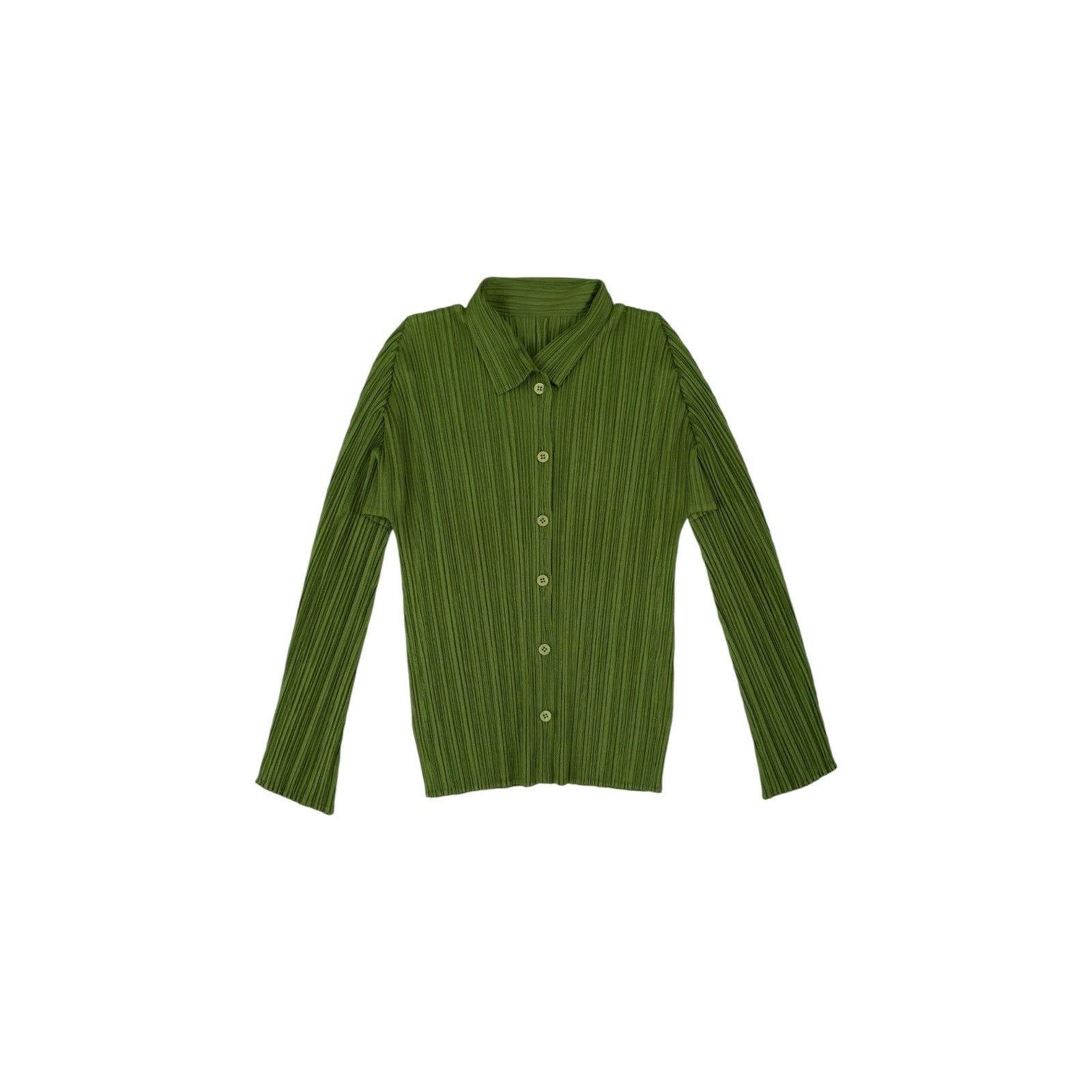 Issey Miyake Pleats Please Green Long Sleeve Top Size L / US 10 / IT 46 - 1 Thumbnail