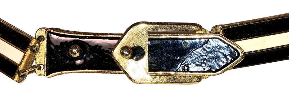 Designer Accessocraft NYC Gold Tone Black and White Enamel Belt Size ONE SIZE - 4 Thumbnail