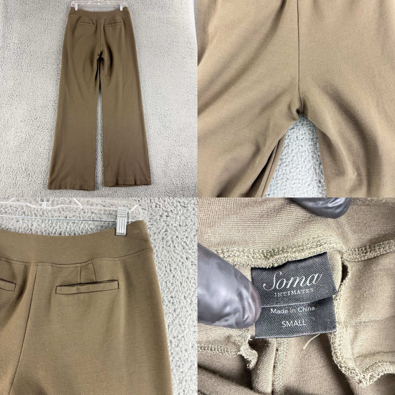 Vintage Soma Wide Leg Pants Womens Small Brown Pull On Loungewear Casual Knit Stretch Comfort Size 28" / US 6 / IT 42 - 8 Thumbnail