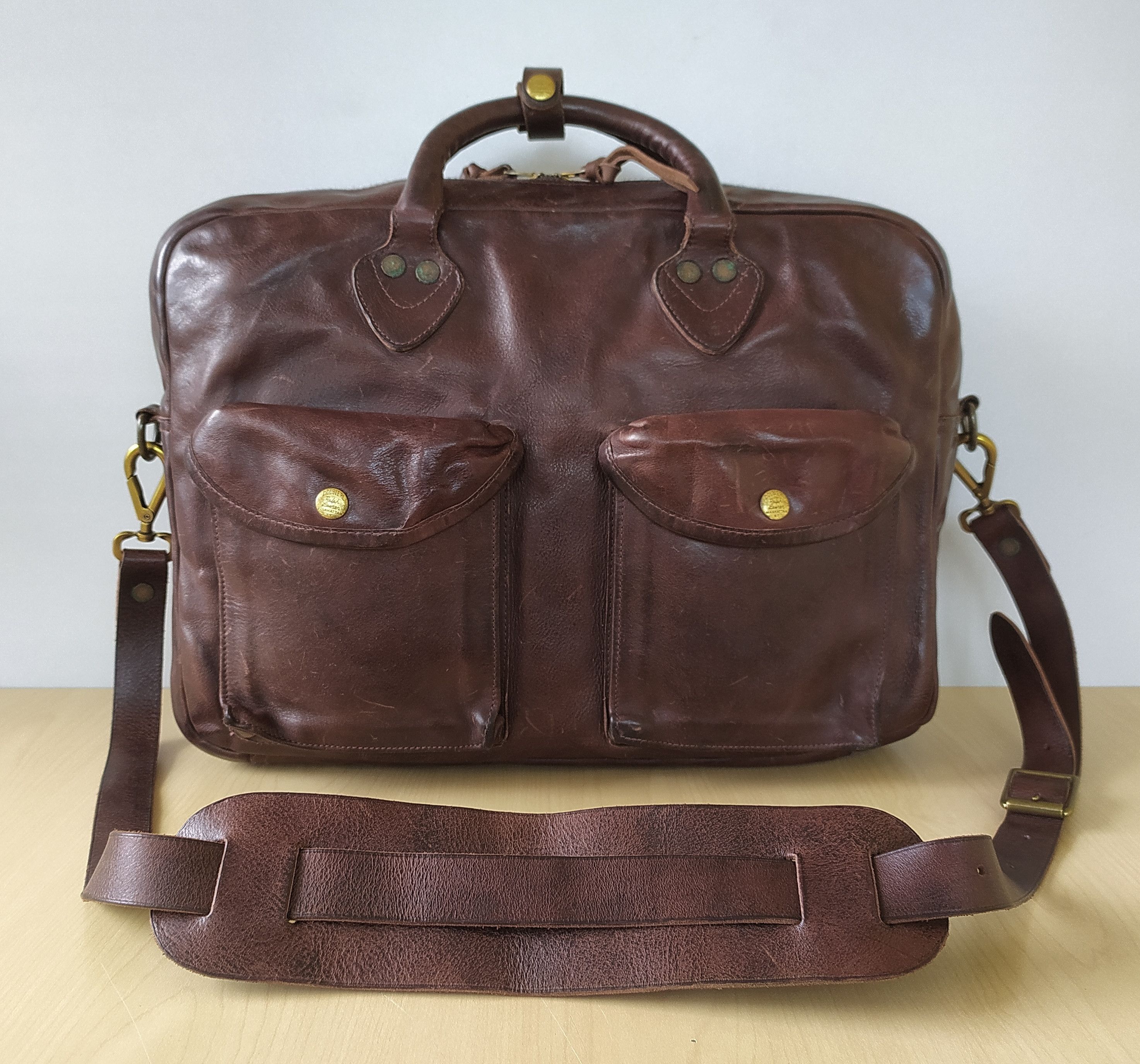 RRL Ralph Lauren RRL Men's Leather Briefcase Free Worldwide Shipping FTP/6006 Size ONE SIZE - 1 Thumbnail