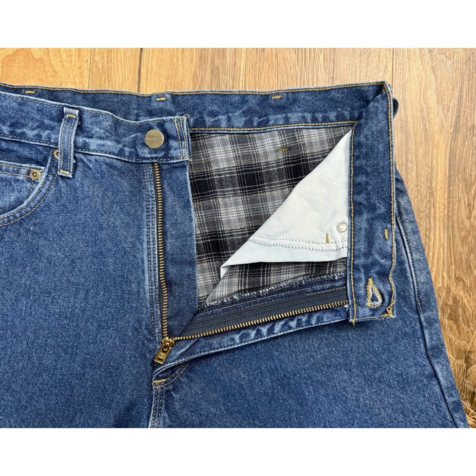 Carhartt Carhartt Men's Pants Flannel Lined Straight Blue Jeans Size US 34 / EU 50 - 6 Thumbnail