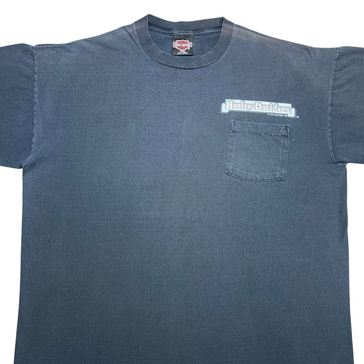 Harley Davidson × Vintage Vtg 1990 Harley Davidson Rocky Mountain Denver Pocket Tee Size US XXL / EU 58 / 5 - 5 Thumbnail