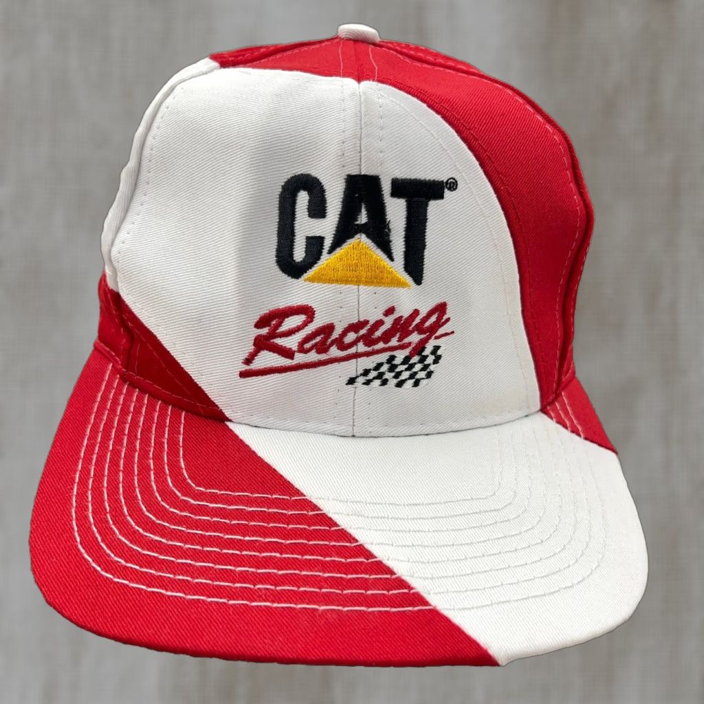Caterpillar VINTAGE CAT Racing Hat Cap Snapback Red White Big Logo Size ONE SIZE - 1 Thumbnail