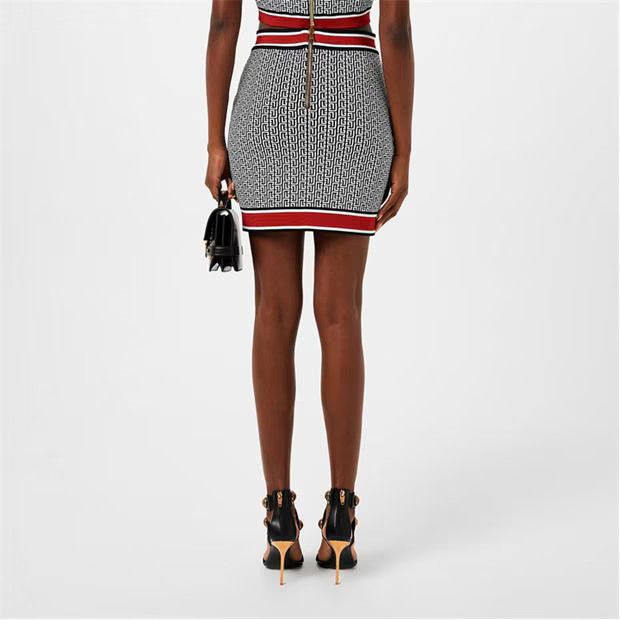 Balmain o1g2r1mq0924 Monogram Mini Skirt in Multicolor Size 27" / US 4 / IT 40 - 4 Thumbnail