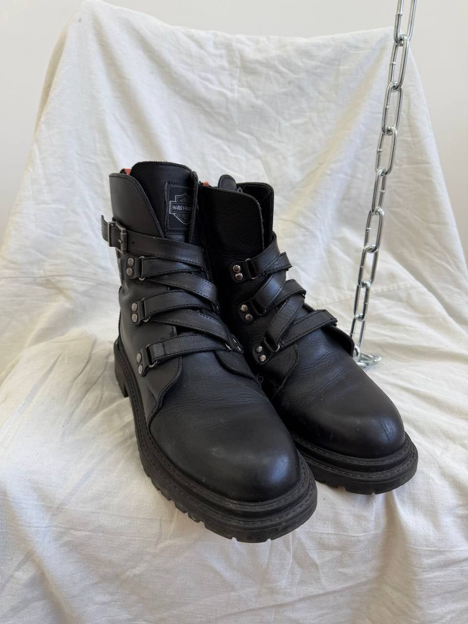 Harley Davidson Vintage 90s Harley-Davidson Ankle-Zip Leather Boots Y2K Size US 6 / EU 39 - 13 Thumbnail