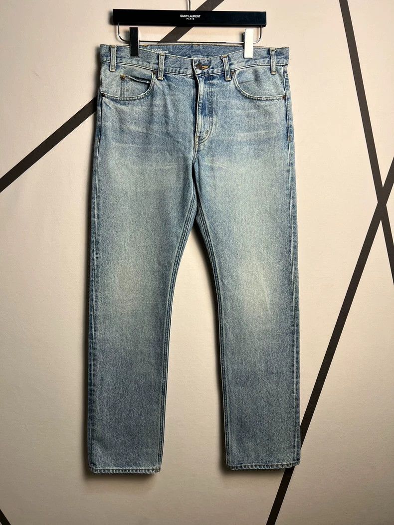 Celine CELINE Ice blue washed straight jeans Size US 31 - 1 Thumbnail