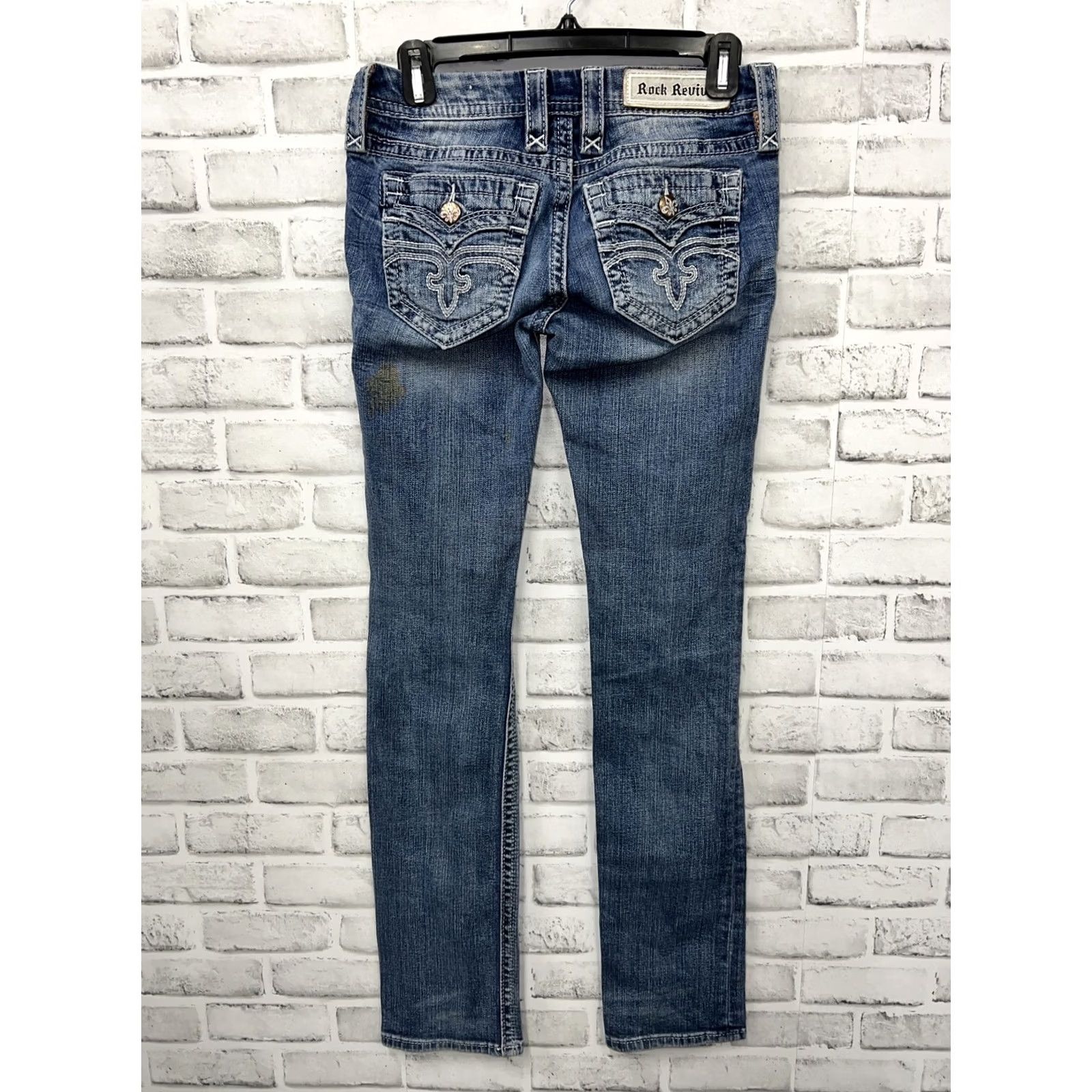 Vintage Rock Revival Alivia Jeans Blue Distressed Womens Size 26 32” Inseam Distressed Jeans Womens Size 27" / US 4 / IT 40 - 4 Thumbnail