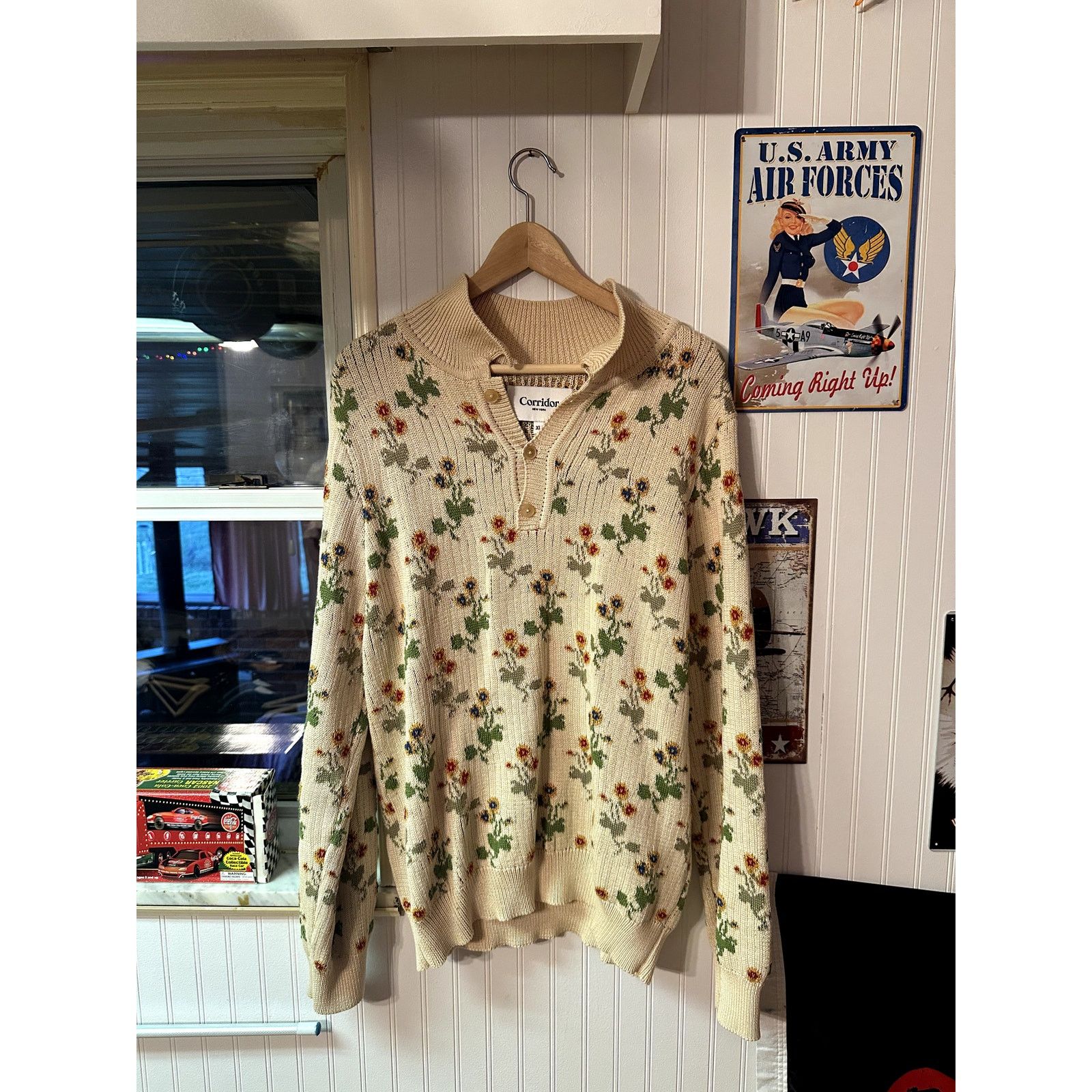 Corridor Corridor Floral Slouchy Knit Long Sleeve Polo Long Sleeve XL Size US XL / EU 56 / 4 - 1 Thumbnail