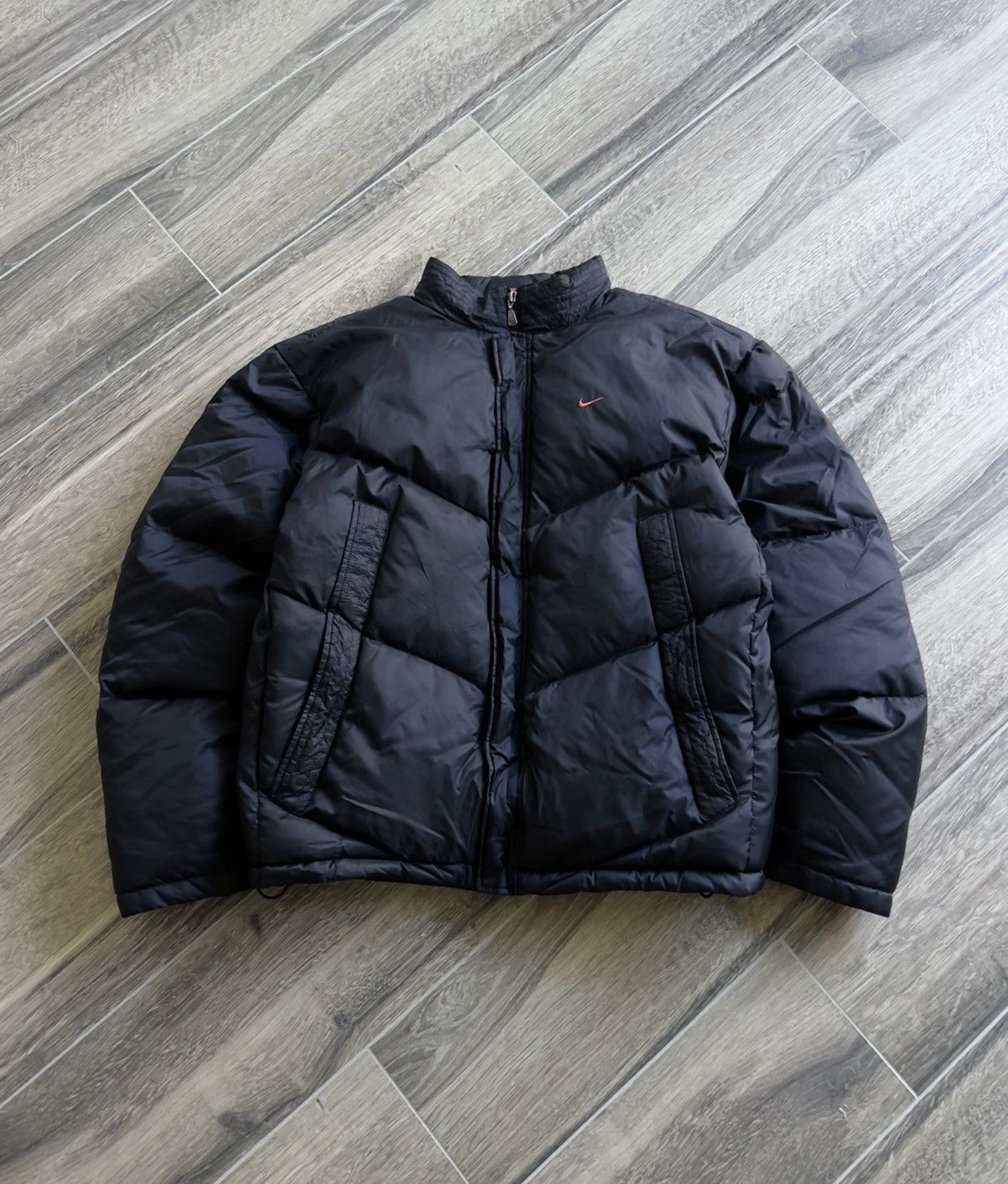 image of Nike Armour Puffer Down Jacket Mens Drill in Black (Size XL)