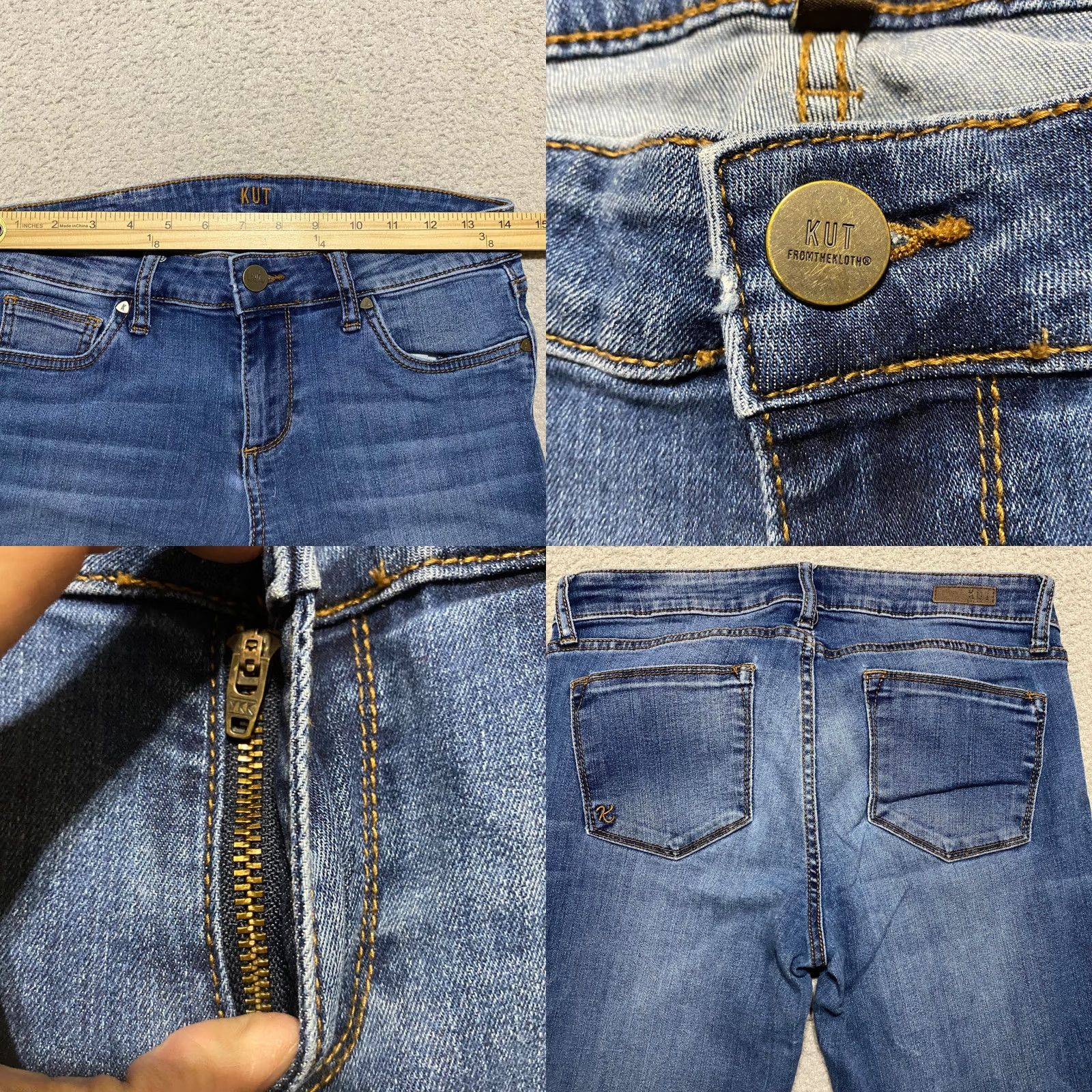 Vintage KUT from the Kloth Jeans Blue Denim Medium Wash Bootcut Mid Rise Women 6 Regular 28x31 Stretch Pockets Cotton Polyester Spandex Size 28" / US 6 / IT 42 - 8 Thumbnail