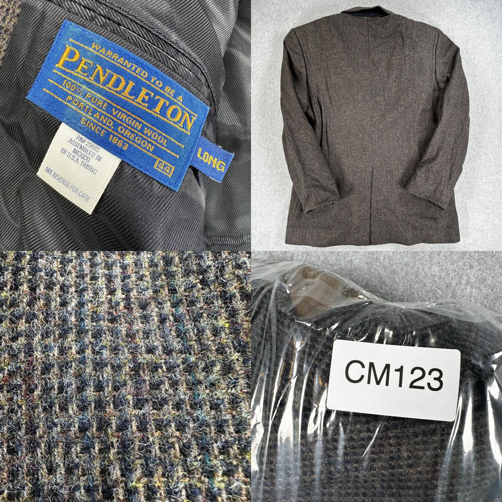 Pendleton Pendleton Sport Coat Mens 44 Long Brown Wool Tweed Check Elbow Patch Two-Button Notch Front Jacket Coat Blazer Business Casual Size 44R - 10 Thumbnail