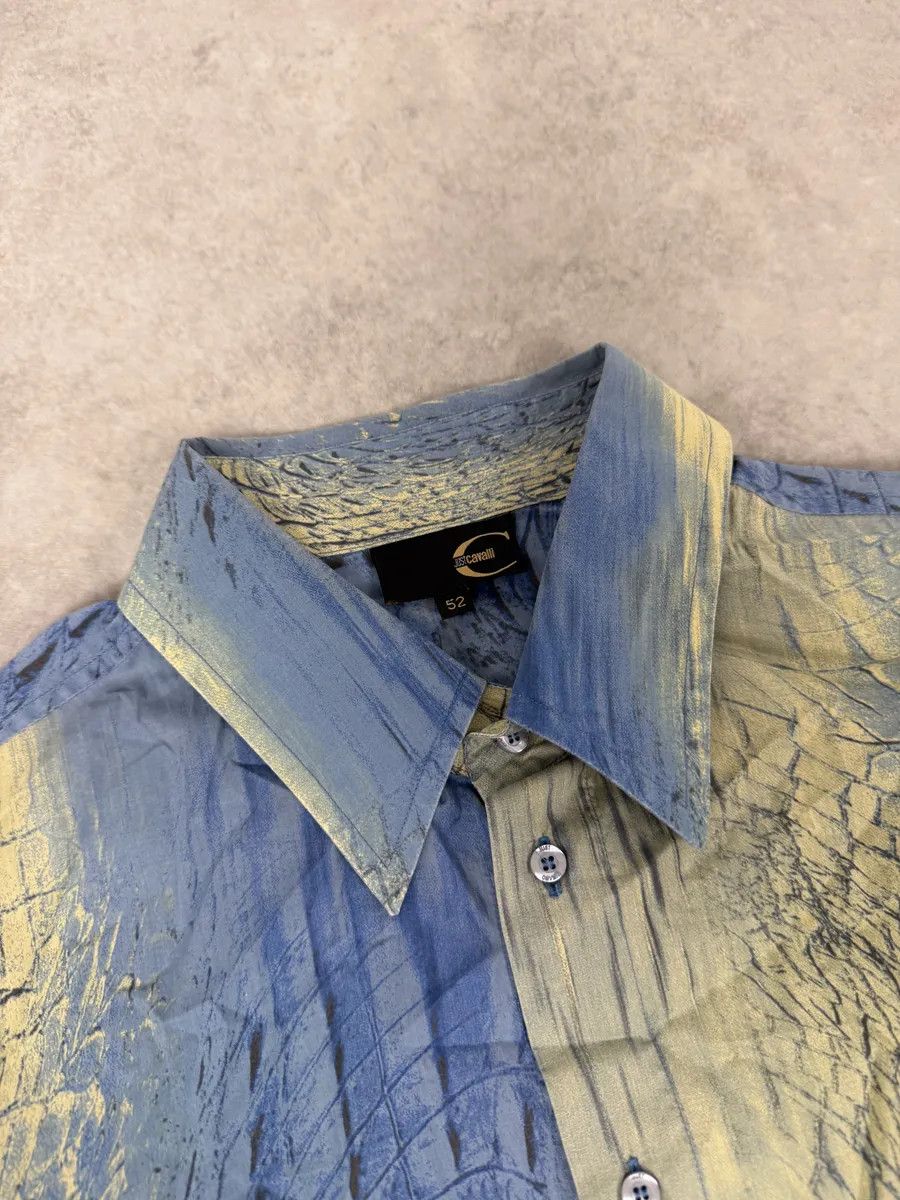 Just Cavalli SS2002 Cavalli Blue & Beige Crocodile Effect Shirt Size US L / EU 52-54 / 3 - 10 Thumbnail