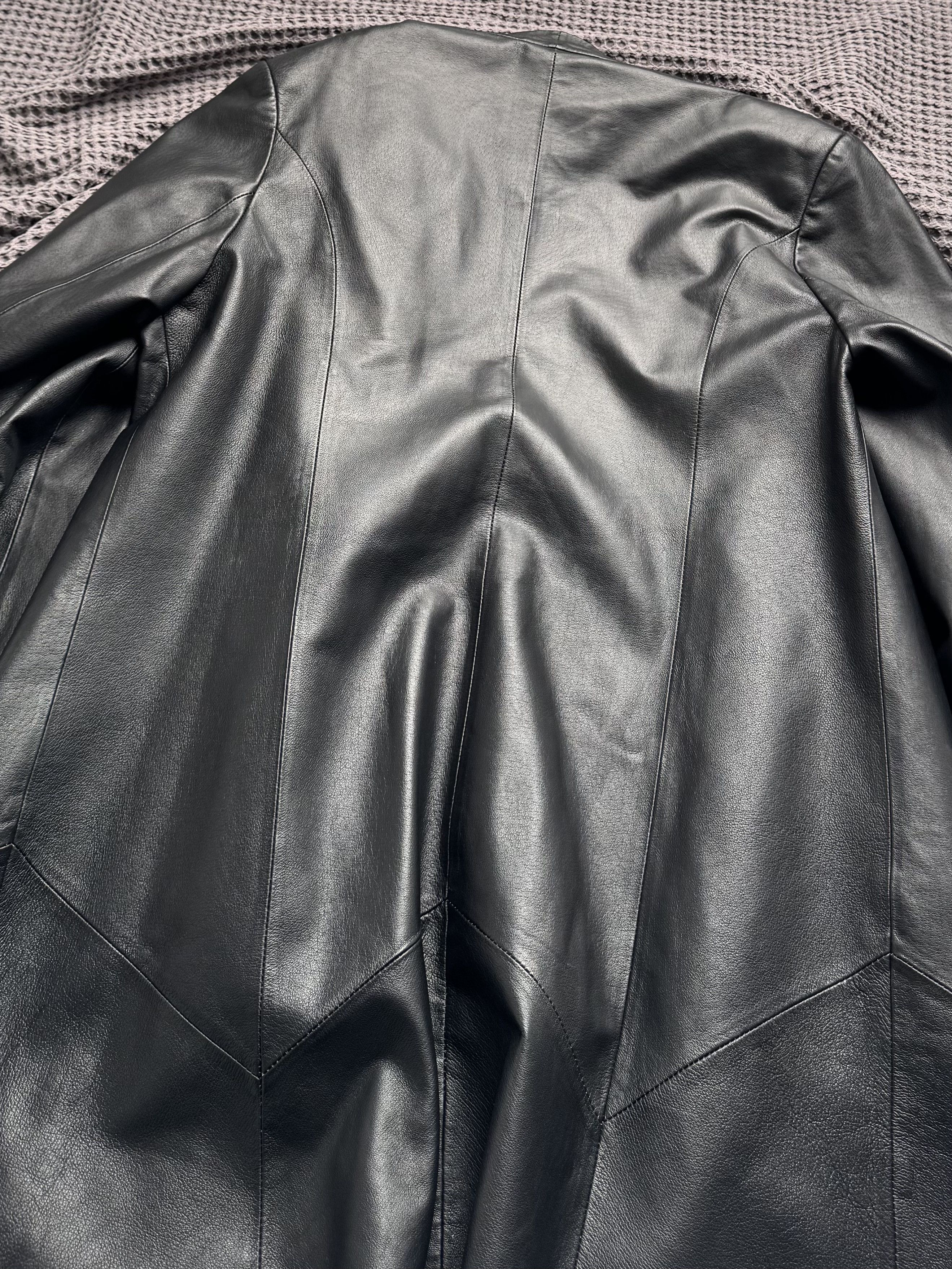 Vintage Vintage Leather Long Coat Zip Front Minimalist Jacket Size XL / US 12-14 / IT 48-50 - 9 Thumbnail