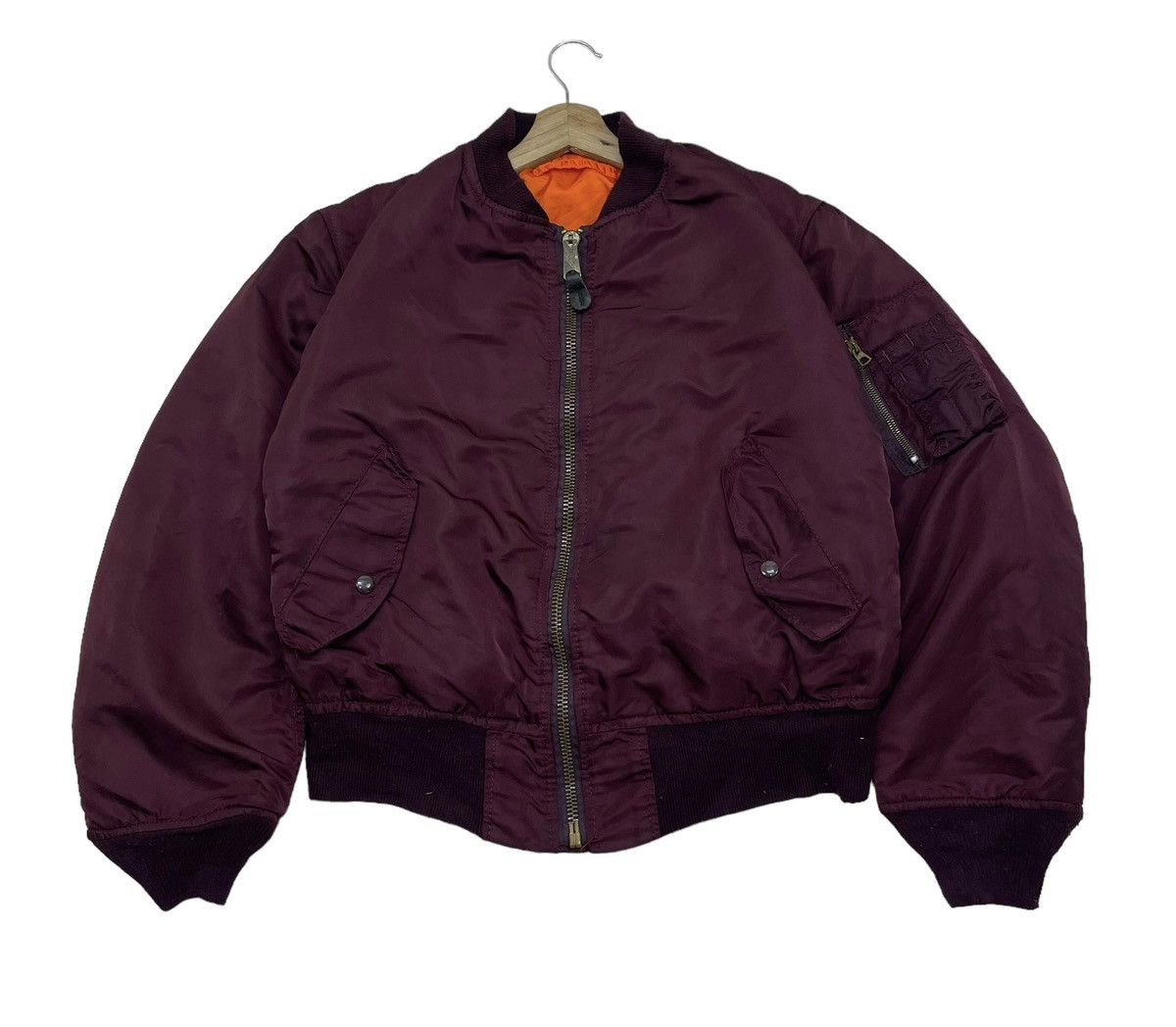 image of Alpha Industries x Bomber Jacket Vintage Alpha Bomber Jacket Type Ma 1 in Maroon (Size Medium)