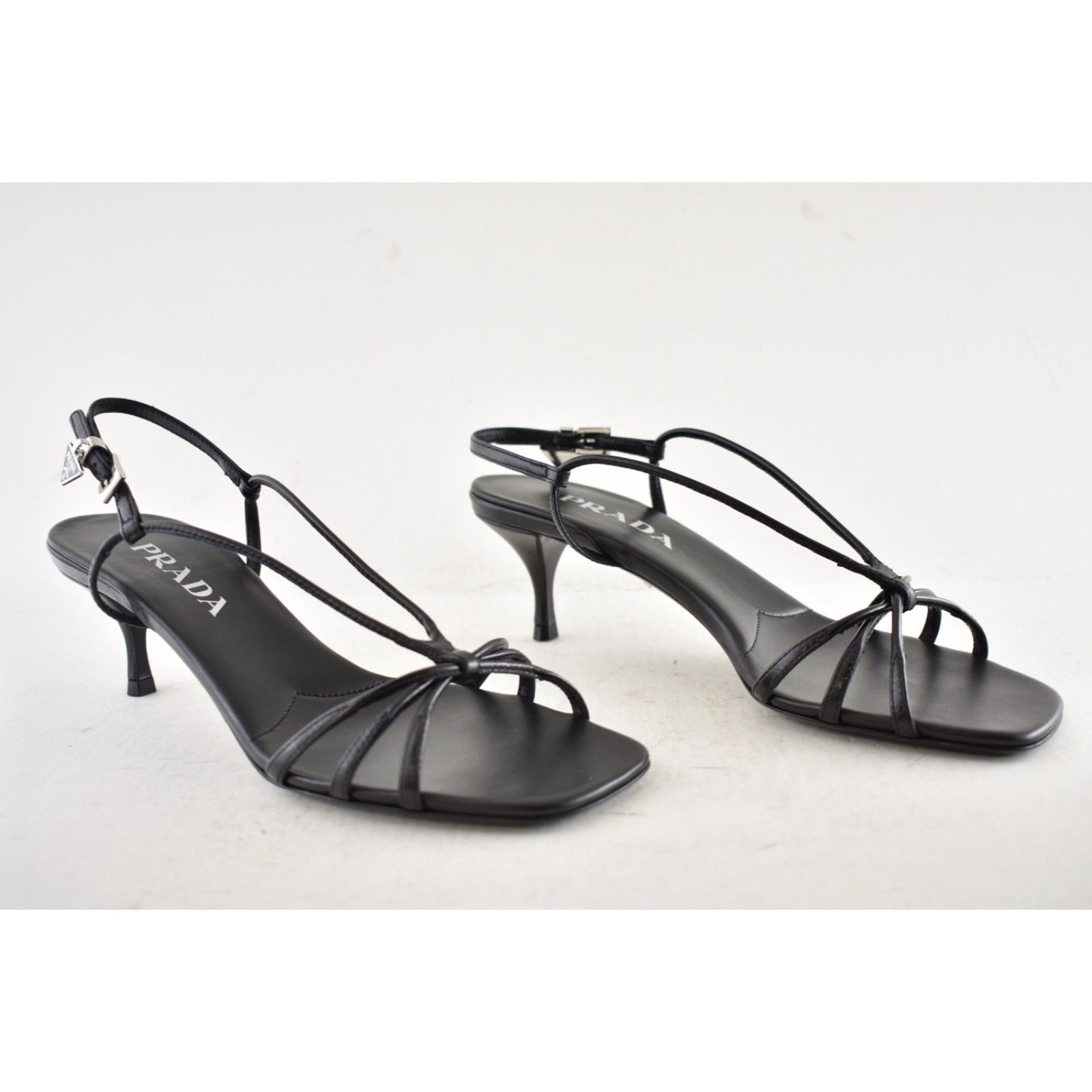 Prada Prada Capretto Black Leather Slingback Sandal Kitten Heel 36 Size US 6 / IT 36 - 4 Thumbnail