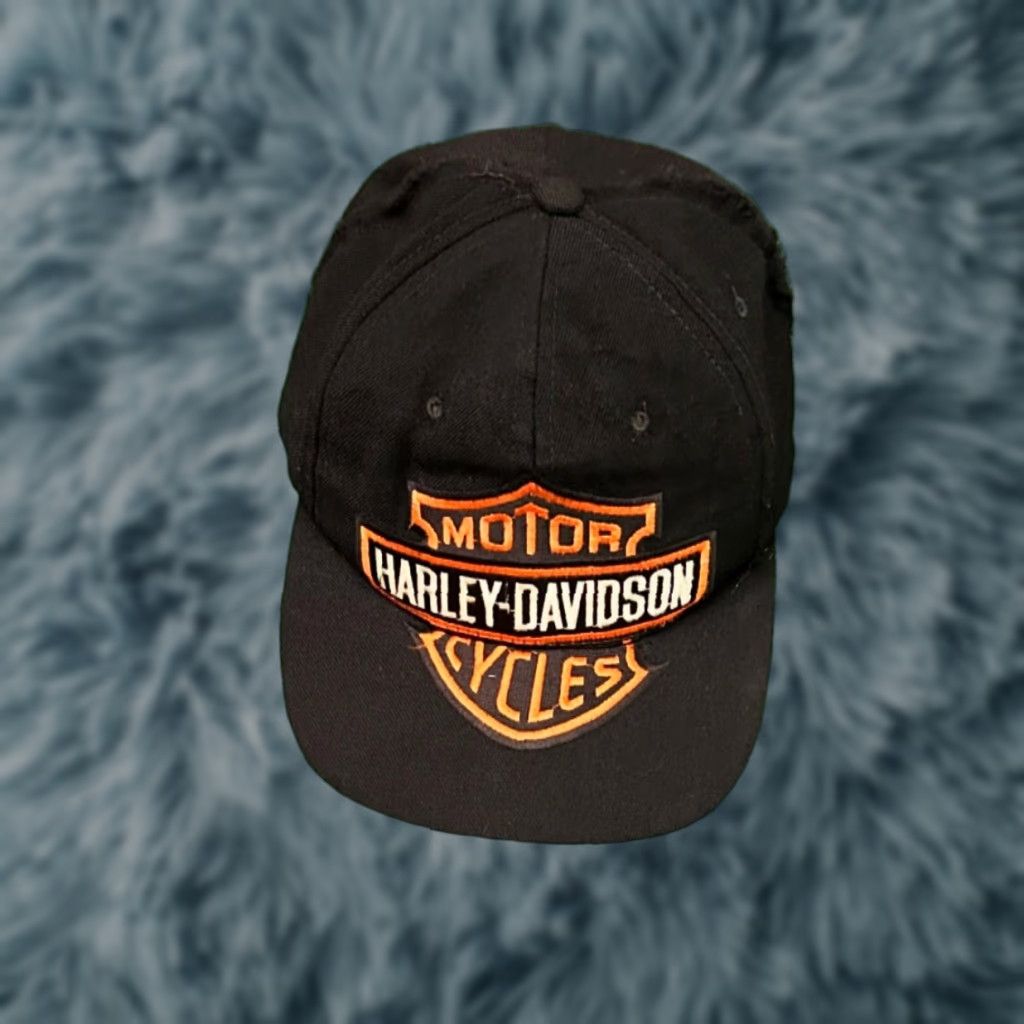 Harley Davidson VINTAGE Harley-Davidson SnapBack Hat Big Logo 90s 80s Biker motorcycle Black One Size Mens Size ONE SIZE - 1 Thumbnail