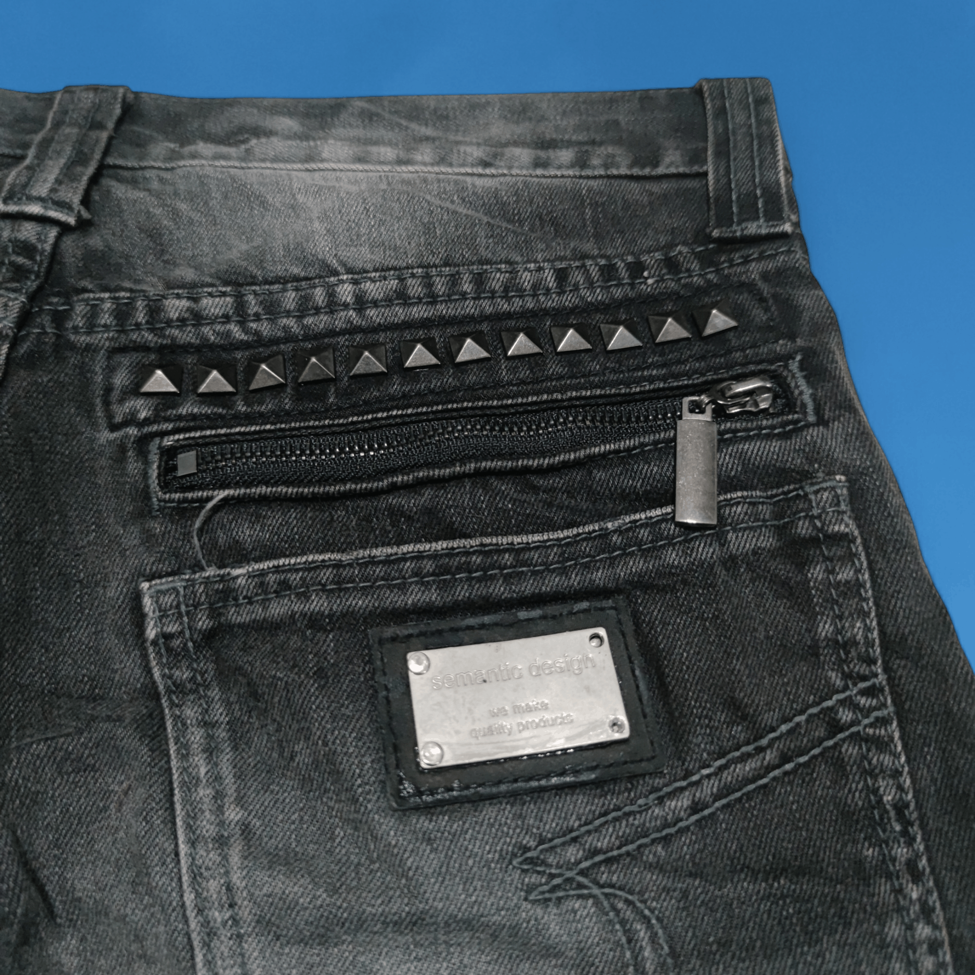 semanticdesign Semantic Design Studded Denim Short Pants Size US 31 - 7 Thumbnail