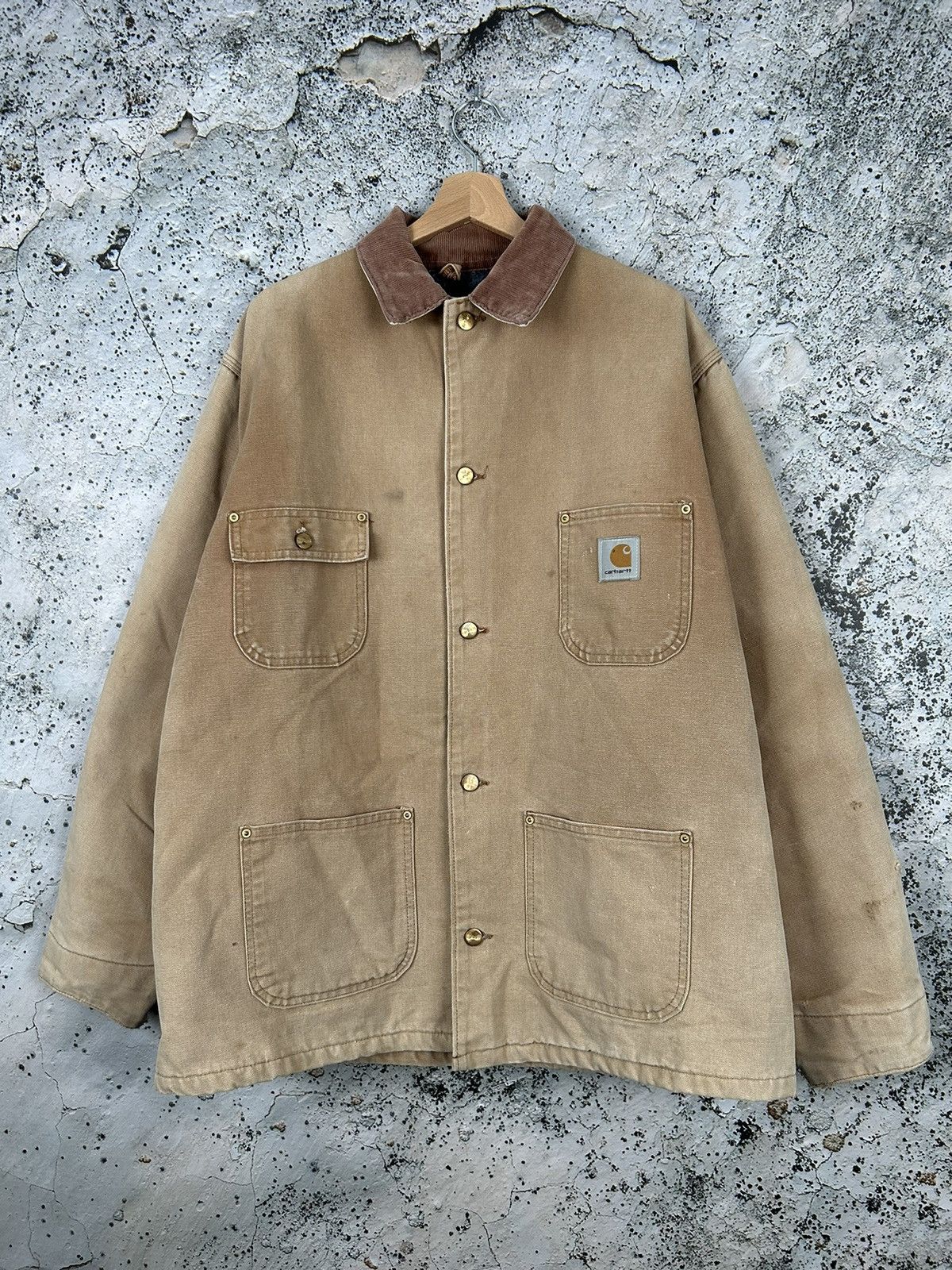 image of Carhartt Workwear Jacket Distressed Hype 90's in Beige, Men's (Size XL)