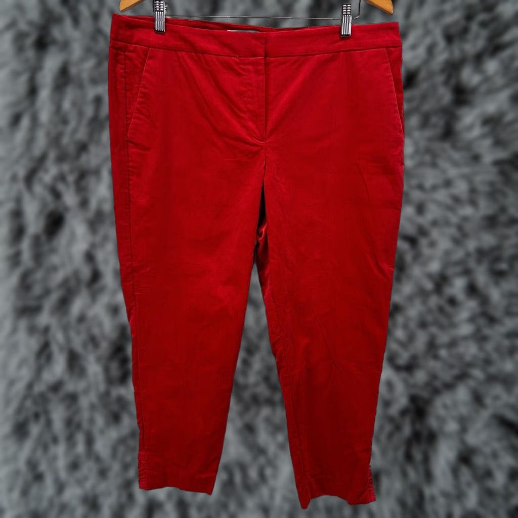 Talbots VINTAGE? No, Talbots RSVP Red Velvet Pants 16P Petite Ankle Ruffle Women Cotton Blend Velvet 16P Petite Red Ankle Ruffle Womens Size 38" / US 16 / IT 52 - 1 Thumbnail