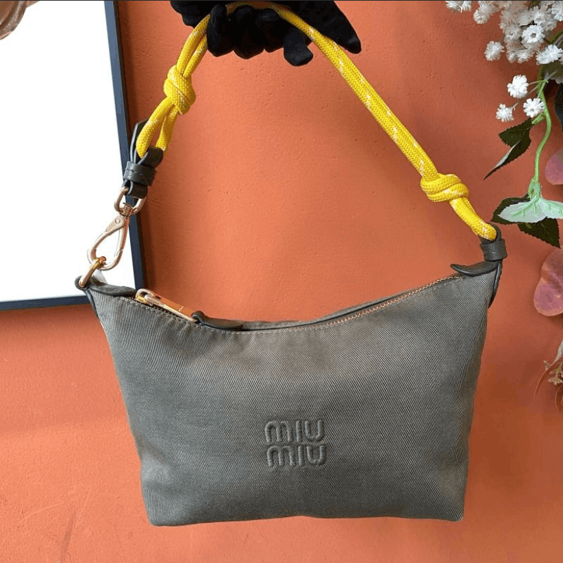 Miu Miu Miu Miu Embroidered‑Logo Fabric Top‑Handle Bag Size ONE SIZE - 10 Thumbnail