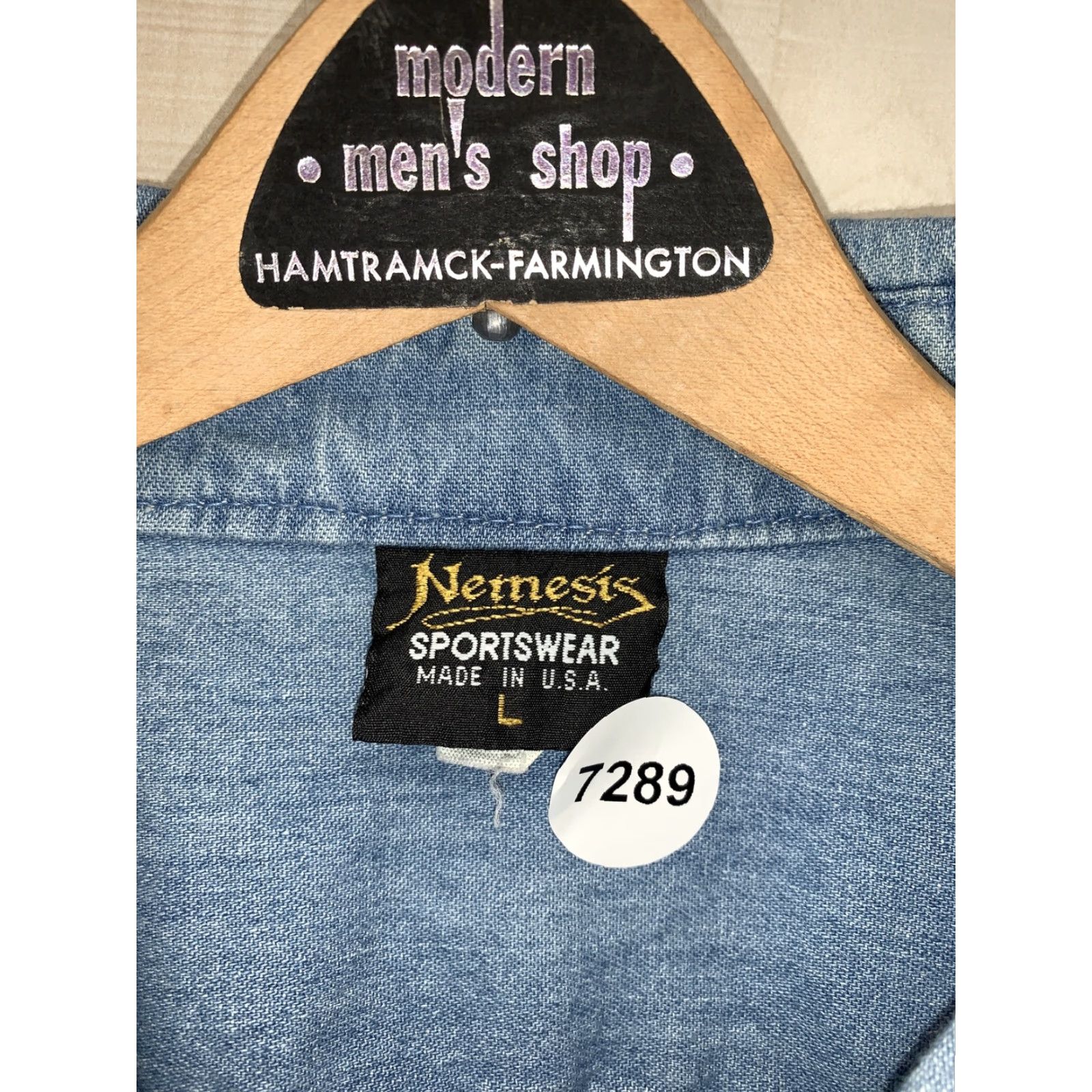 Denime Vintage Michigan Postal Workers Union Denim Button Up Mens L-7289 USA Size US L / EU 52-54 / 3 - 3 Thumbnail
