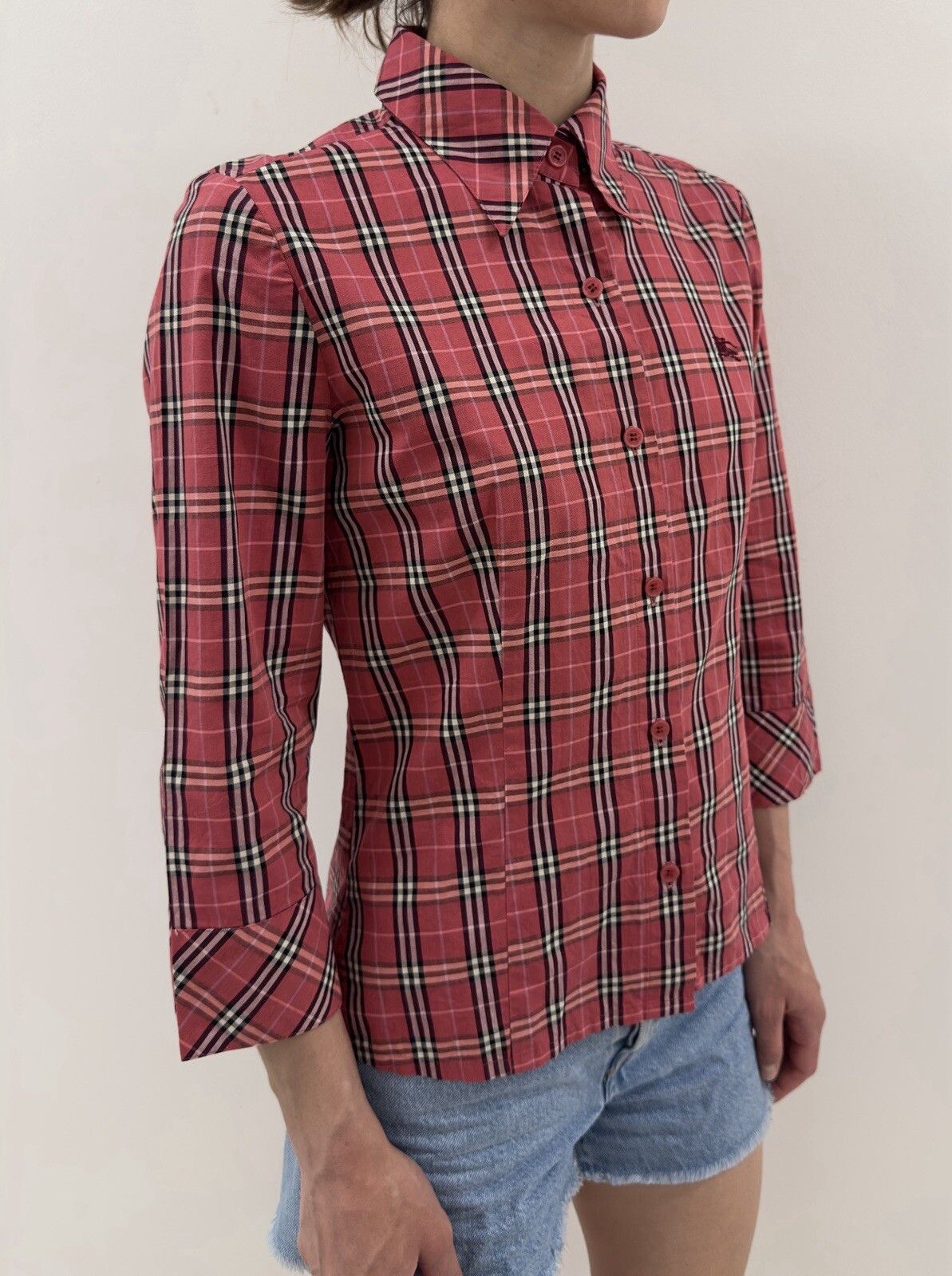 Burberry Burberry London Blue Label Womens Plaid Shirt Red Size 38 Size XS / US 0-2 / IT 36-38 - 4 Thumbnail