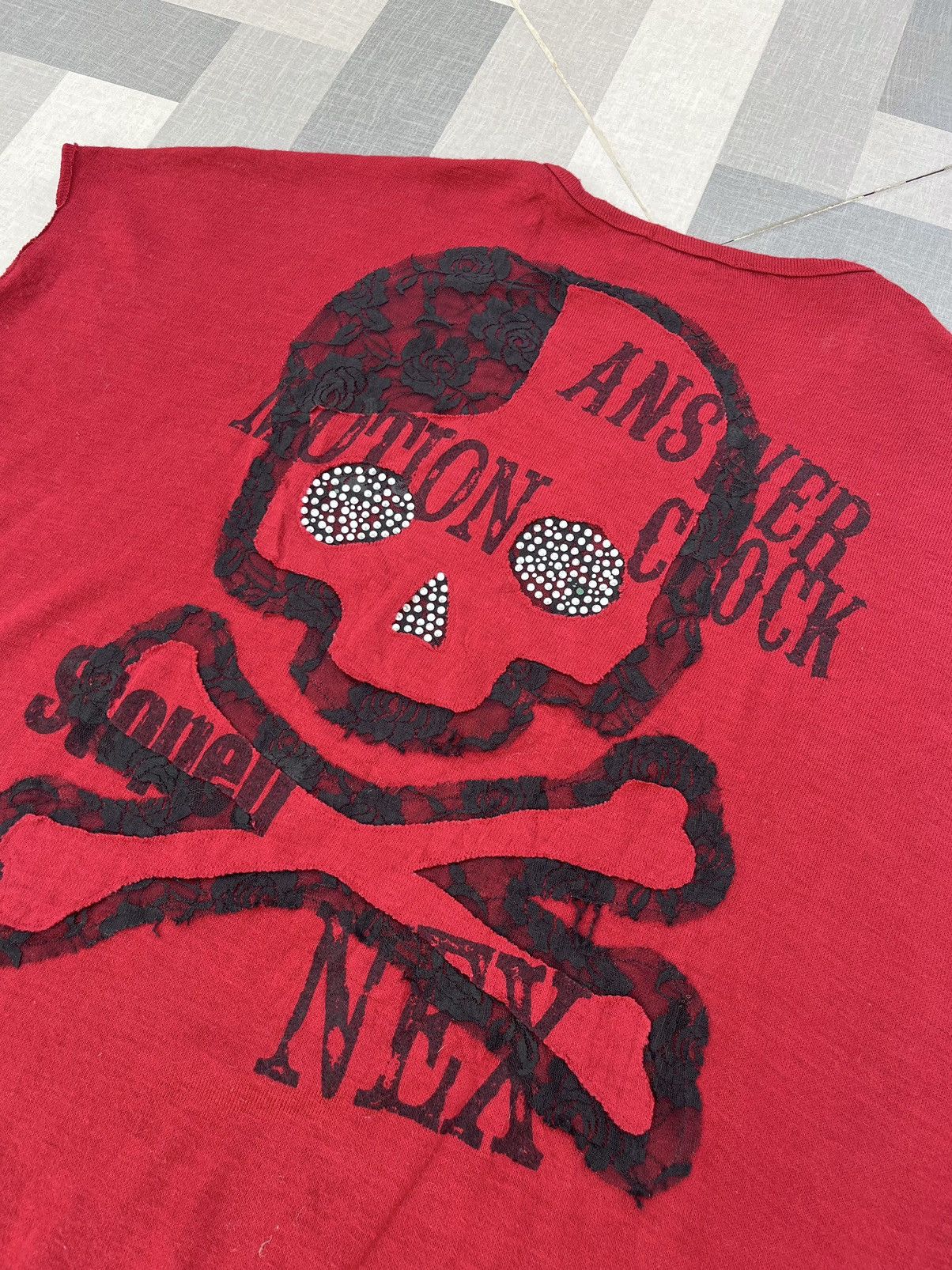 Japanese Brand Y2K Aquaname Diamond Eye Skull Knitwear Sleeve Less Size US XL / EU 56 / 4 - 3 Thumbnail