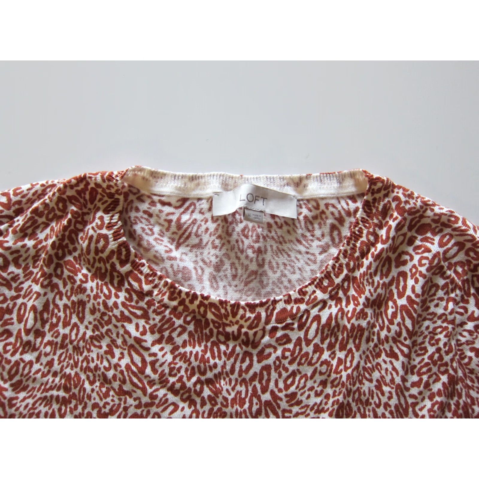 Ann Taylor VINTAGE Ann Taylor Loft Cotton Brown Leopard Lightweight Long Sleeve Pullover Sweater M Size M / US 6-8 / IT 42-44 - 3 Thumbnail