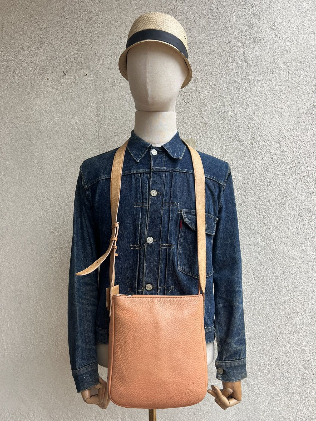 Leather Vintage Kitamura Japan Fade Muddy Patina Leather Bag Sling Size ONE SIZE - 6 Thumbnail