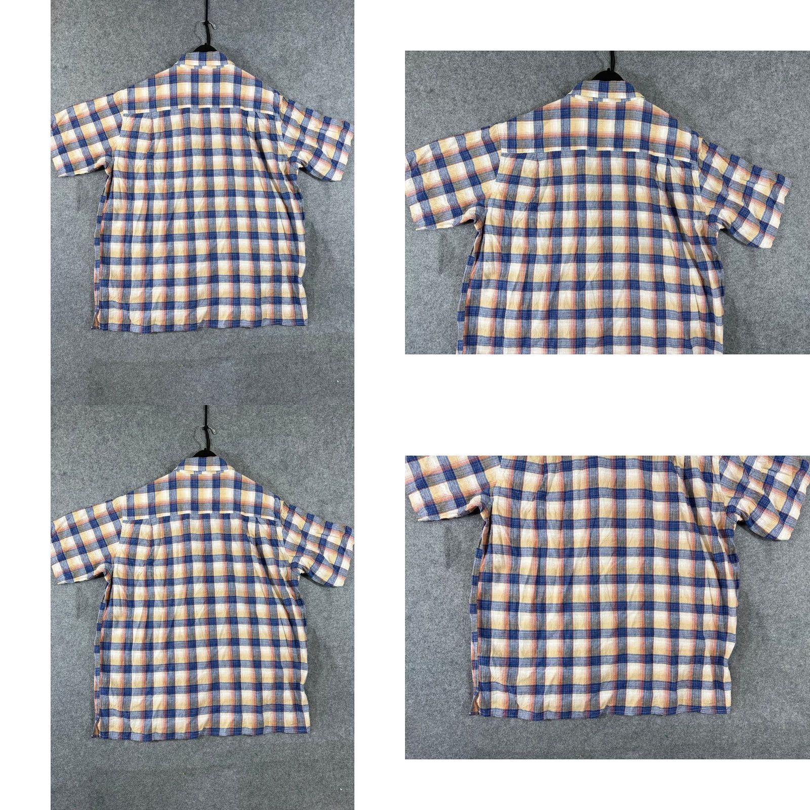 Orvis VINTAGE ORVIS Shirt Mens L Blue Beige Plaid Stretch Classic Fit Button Up Short Sleeve Size US L / EU 52-54 / 3 - 8 Thumbnail