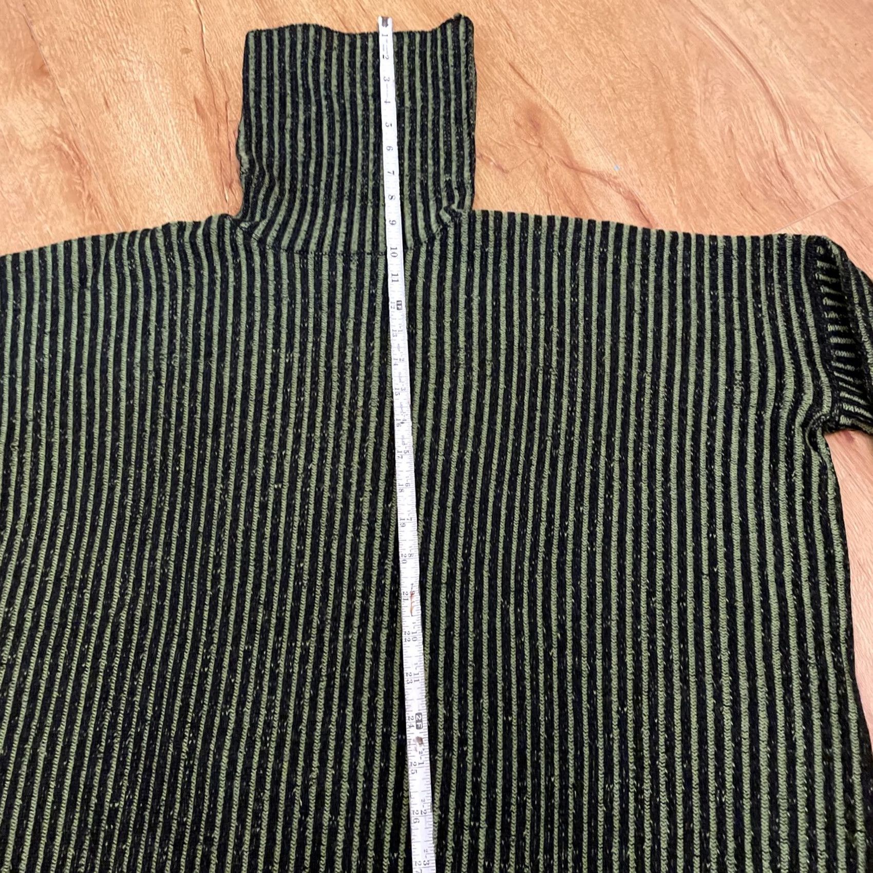Vintage VINTAGE 90s Striped Turtleneck Sweater Green Black Women's Large Oversize Pullover Size L / US 10 / IT 46 - 5 Thumbnail
