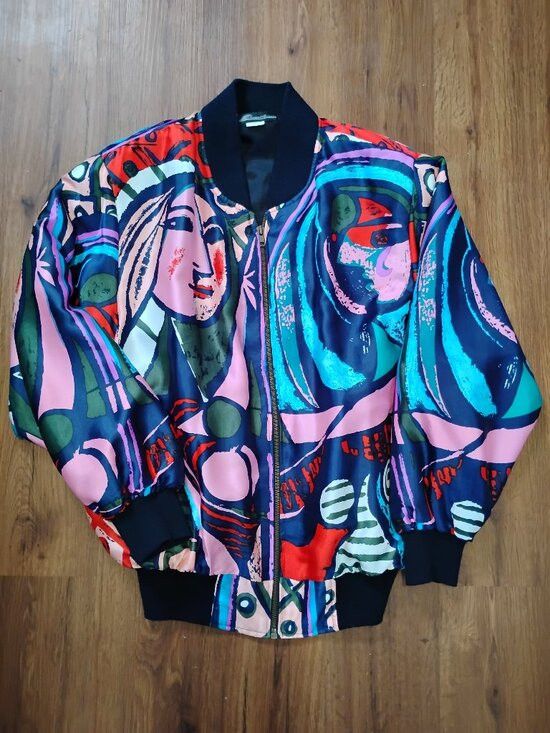 Ocean Current Vintage Ocean Accents Picasso AOP Satin Bomber Jacket Size US XL / EU 56 / 4 - 2 Thumbnail