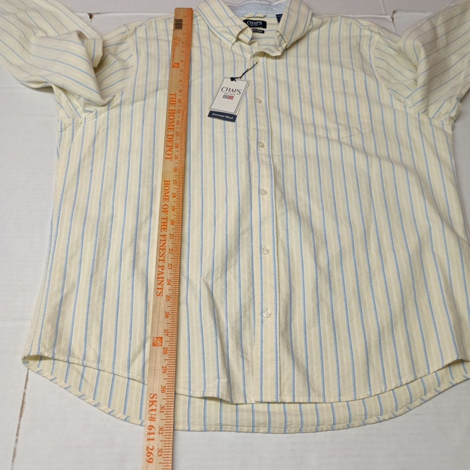 Chaps Chaps Seacoast Wash Woven Shirt Men 2XL Yellow White Striped Size US XXL / EU 58 / 5 - 6 Thumbnail
