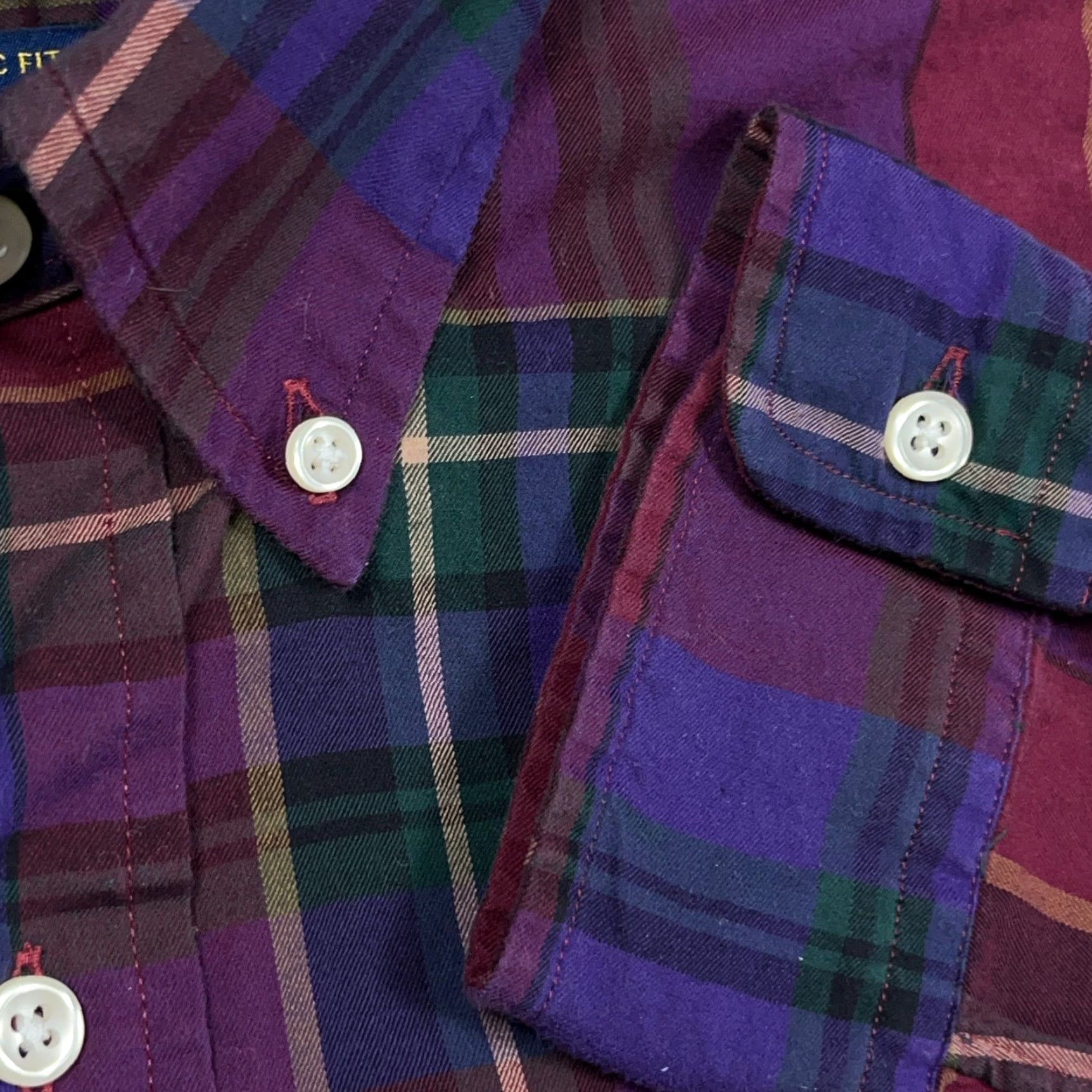 Polo Ralph Lauren Polo Ralph Lauren Shirt Men Medium Purple Red Plaid Button-Up Classic Fit Size 40R - 6 Thumbnail