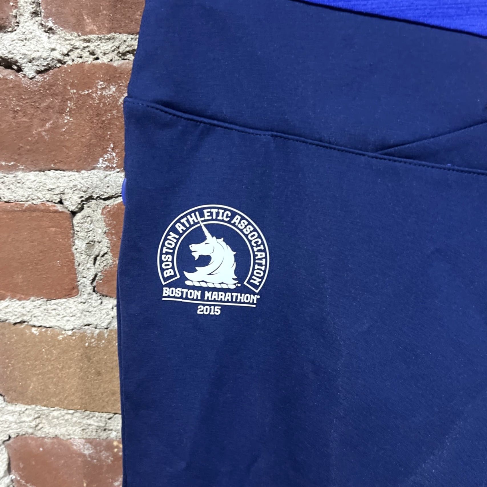 Adidas NWT Adidas Leggings Womens Blue Small Boston Marathon 2015 Running Aeroready Pattern Some Stripes Zip Pocket Logo Size 28" / US 6 / IT 42 - 2 Thumbnail