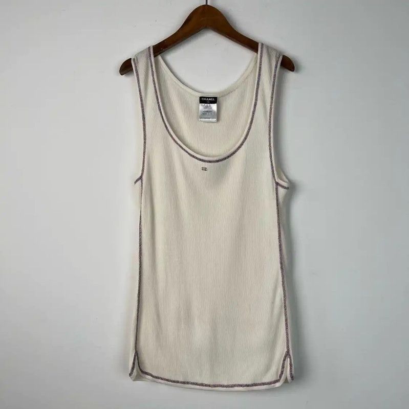 Chanel Chanel Summer White Women's Pullover 0089 Size L / US 10 / IT 46 - 1 Thumbnail
