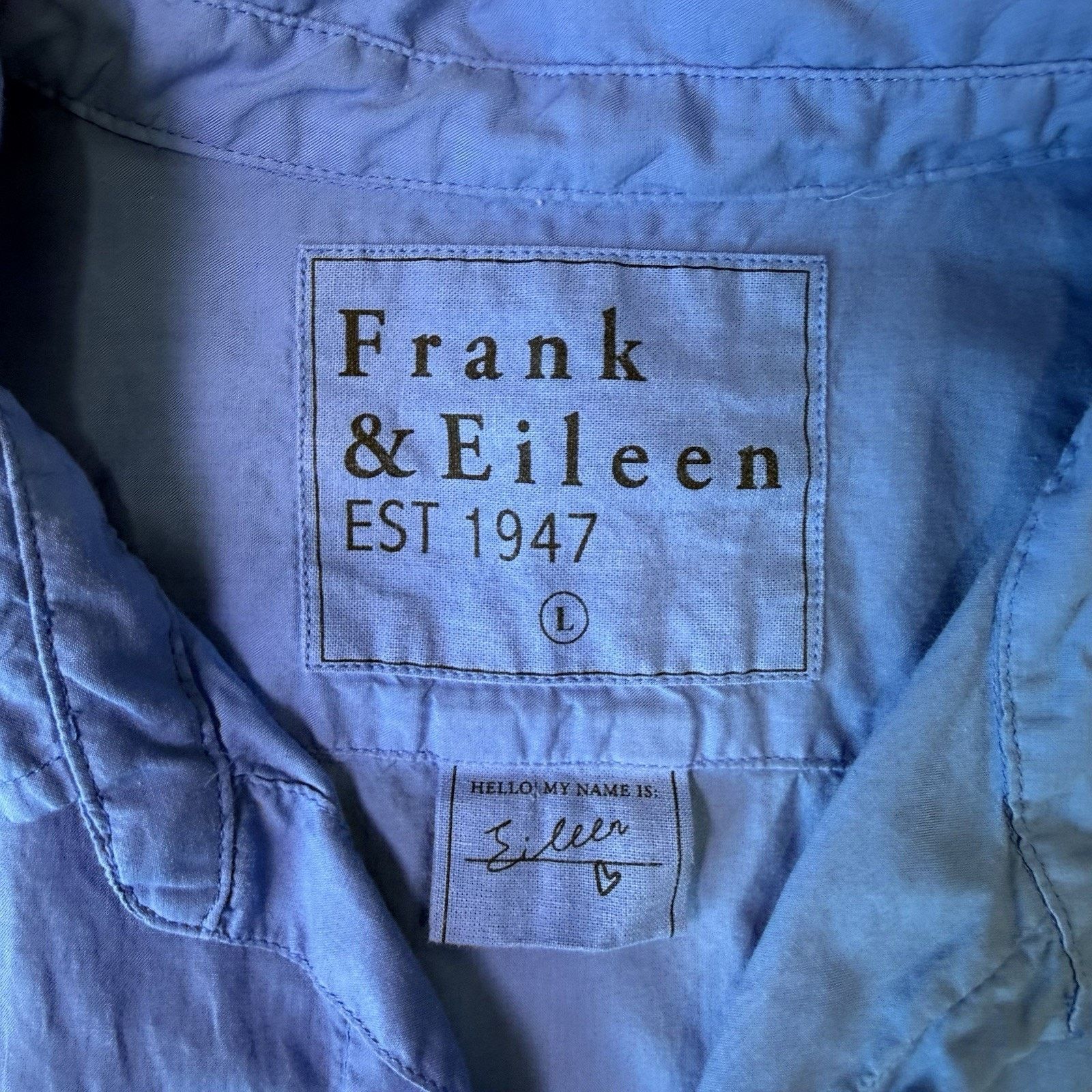 Frank & Eileen Frank & Eileen Shirt Women's Large Blue Cotton Button Up Size L / US 10 / IT 46 - 8 Thumbnail
