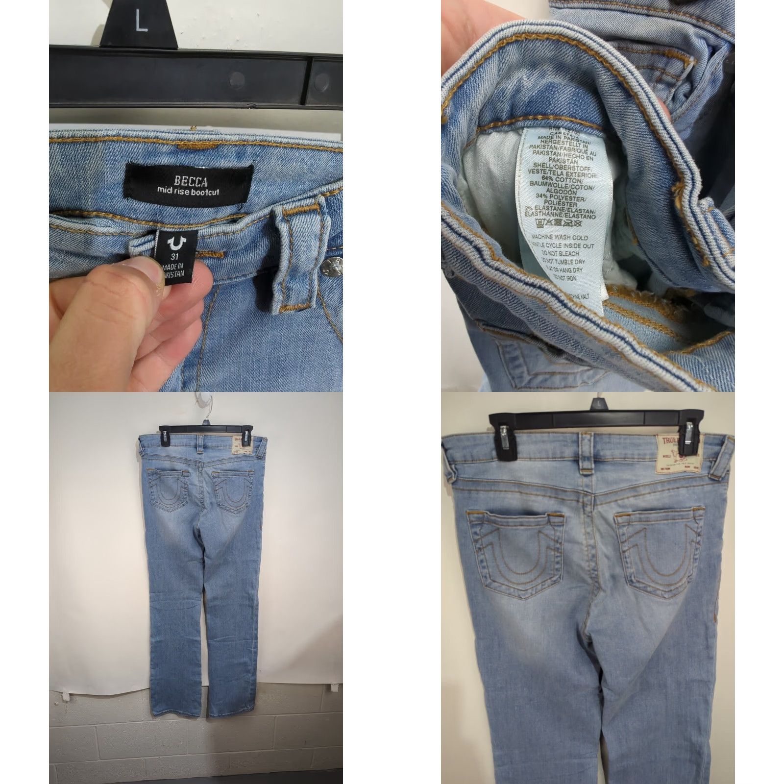 True Religion True Religion Jeans Becca 31 Mid Rise Bootcut Light Wash Denim Blue Stretch Womens Size 24" / US 00 / IT 34 - 8 Thumbnail