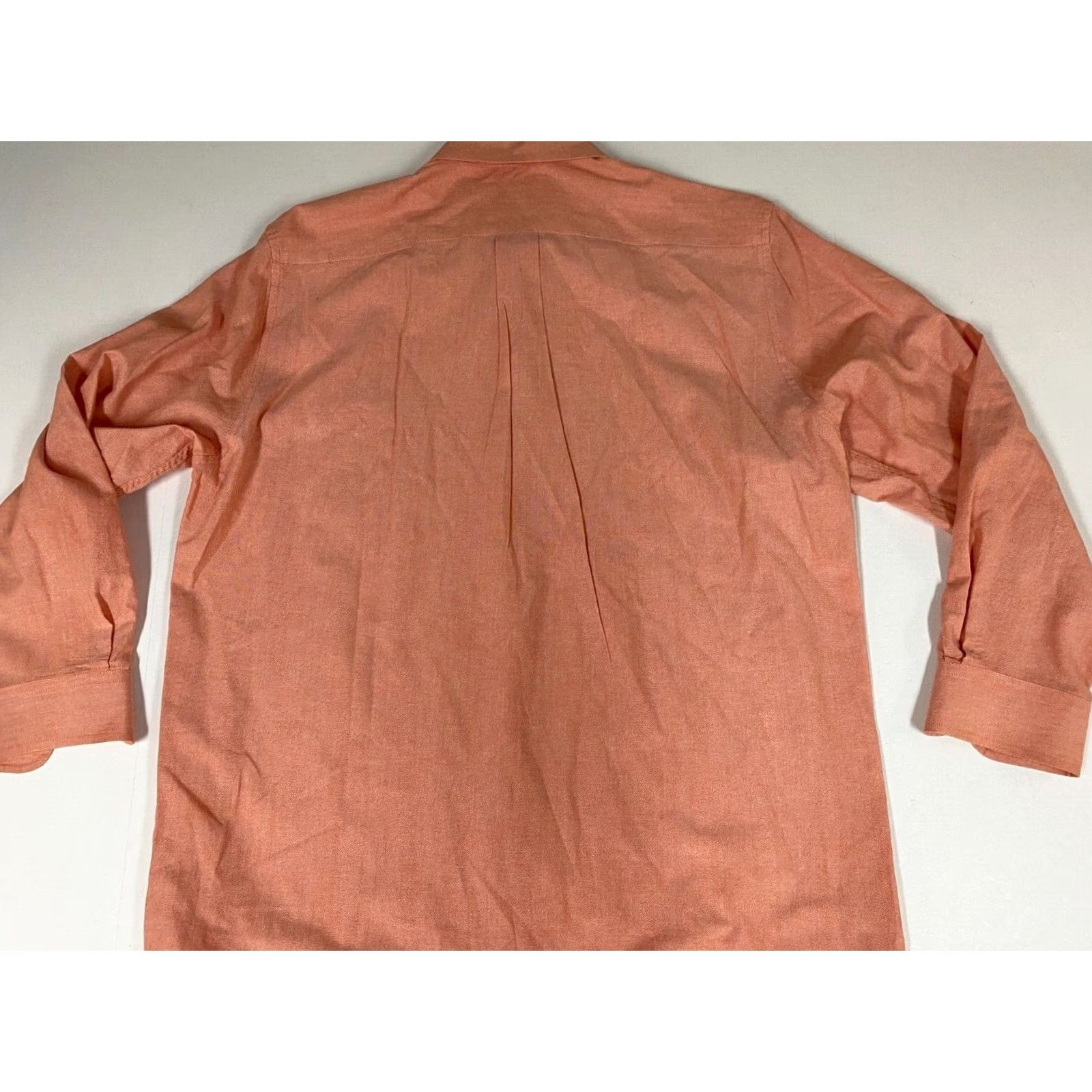 Vintage Saddlebred Mens Shirt 16.5 Orange Easy Care Button-Down Oxford Long Sleeve Collared Size US XL / EU 56 / 4 - 7 Thumbnail
