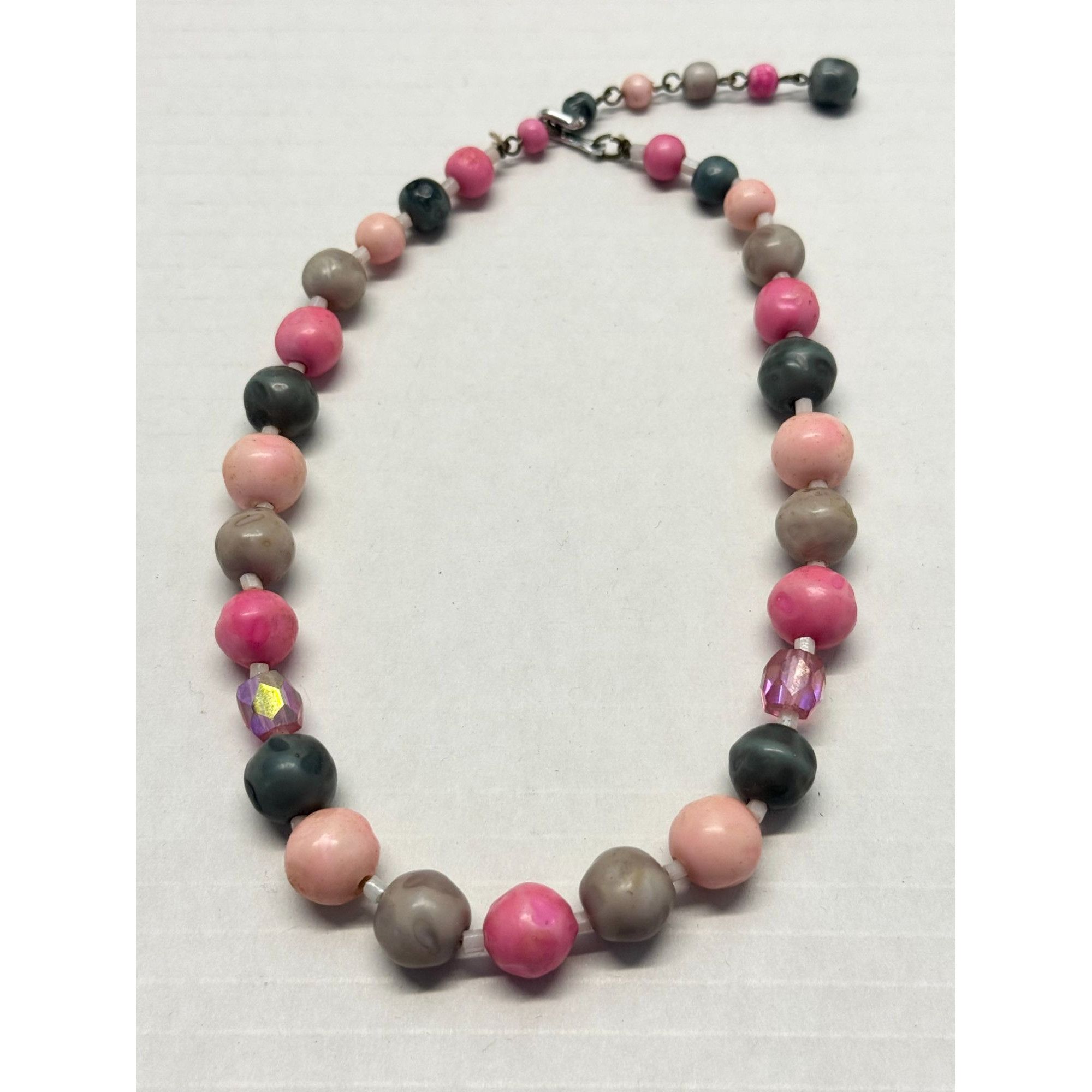 Vintage Vintage pink crystal clay beaded Japan collar necklace Size ONE SIZE - 2 Thumbnail