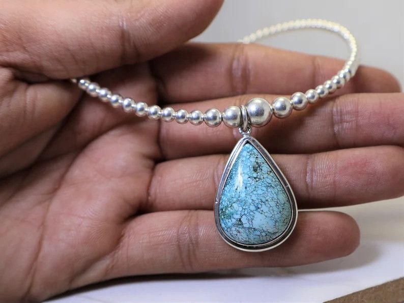 Handmade Turquoise Necklace, Handmade 925 Sterling Silver Necklace Size ONE SIZE - 2 Thumbnail