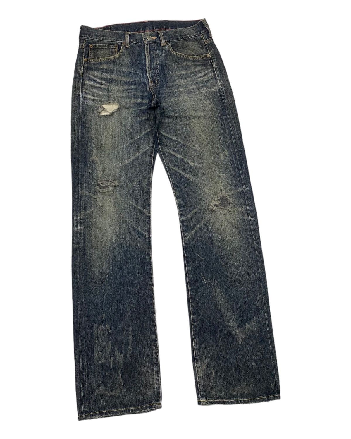 If Six Was Nine × Japanese Brand × Le Grande Bleu (L.G.B.) SOUL OF FREEDOM DISTRESSED DENIM JEANS RARE Size US 31 - 3 Thumbnail