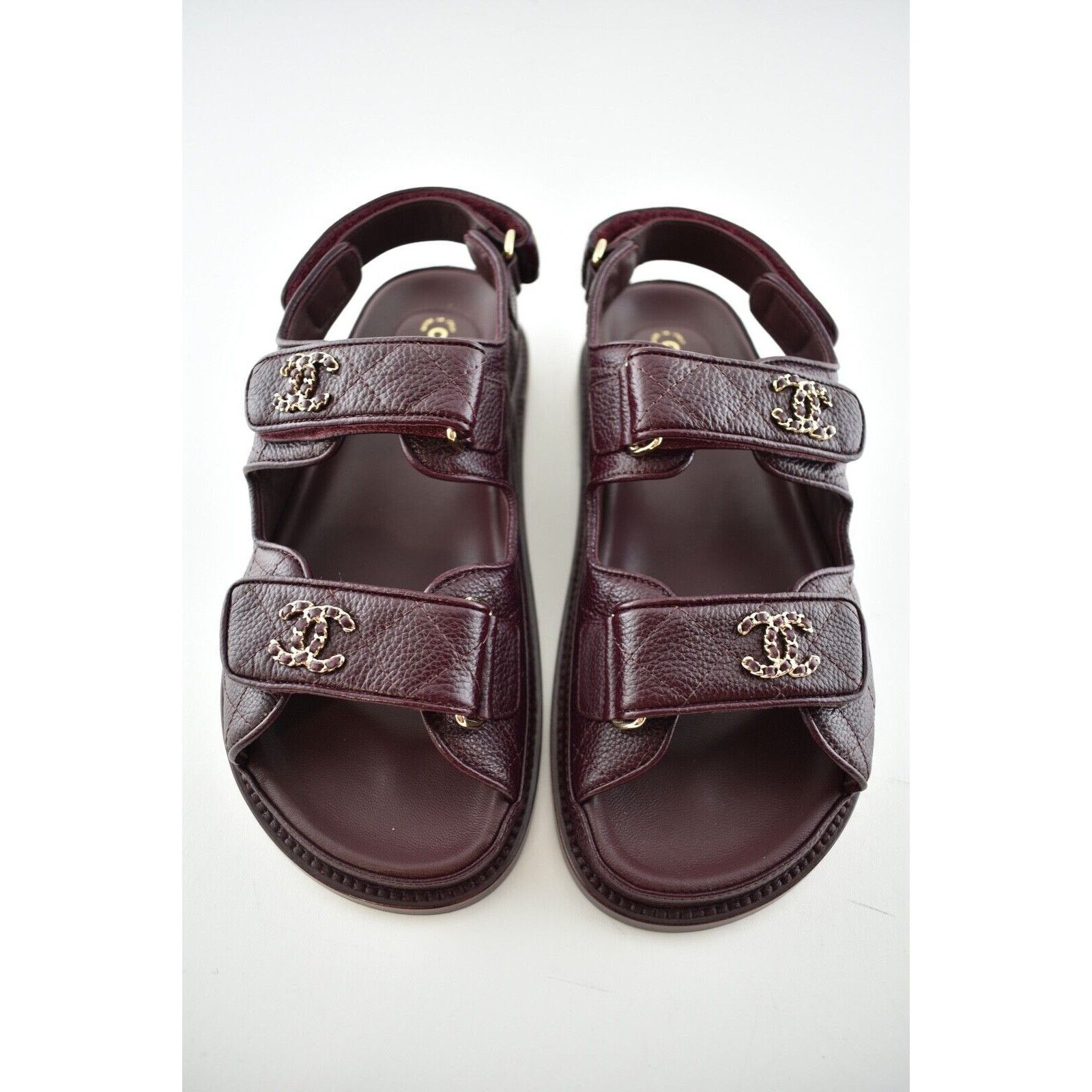 Chanel Chanel 21C Burgundy Red Caviar Gold CC Logo Mule Slide Size US 6 / IT 36 - 6 Thumbnail