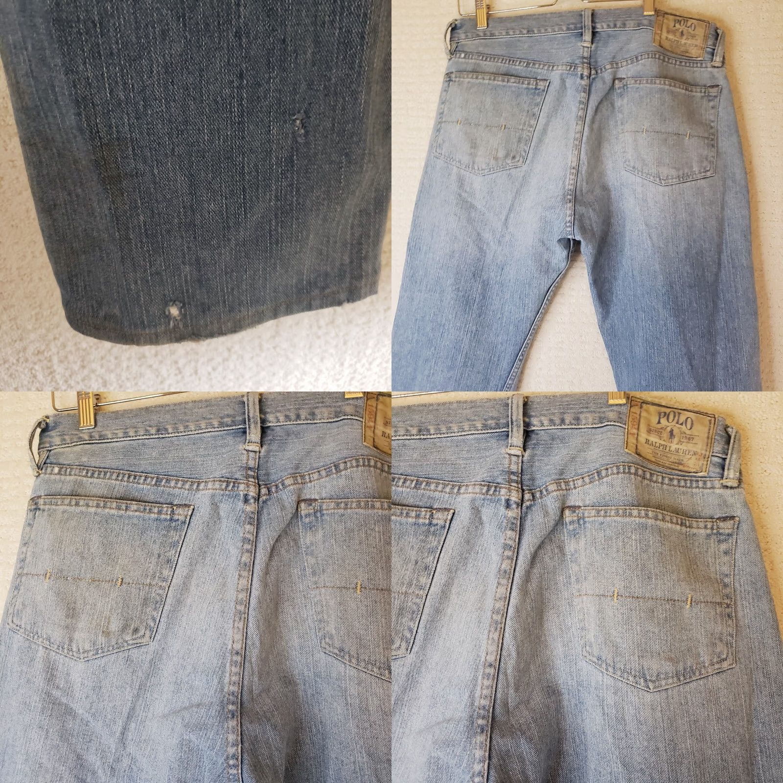 Polo Ralph Lauren Polo Ralph Lauren Jeans Men's 33x30 Relaxed Fit Thomson Lightly Distressed Denim Blue 5-Pocket Logo Belt Loops Solid Distressed Classic Mens Size US XS / EU 42 / 0 - 9 Thumbnail