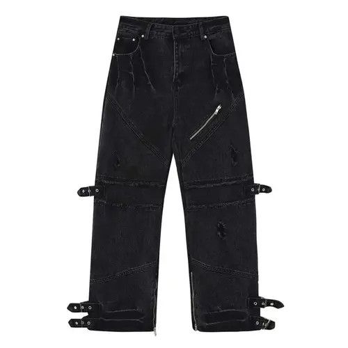 Jean Kuriyama x Mari Black Gothic Pants Wide Leg Baggy Jeans Size US 30 / EU 46 - 7 Thumbnail