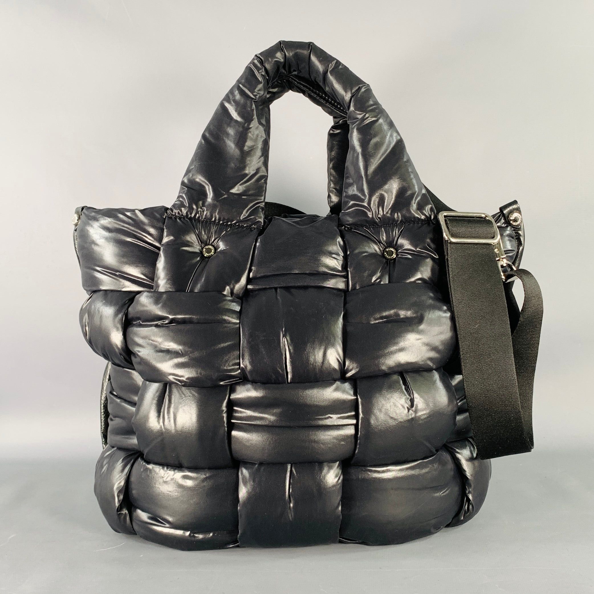 ROBERTA GANDOLFI Large Black Puffy Quilted Nylon Woven Tote