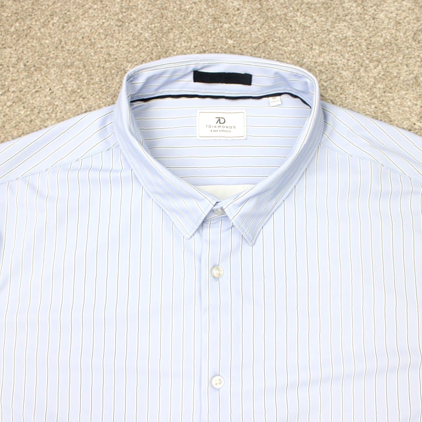Vintage 7 Diamonds Shirt Mens 2XL Blue Striped 4 Way Stretch Long Sleeve Button-Up Shirt Size US XXL / EU 58 / 5 - 5 Thumbnail