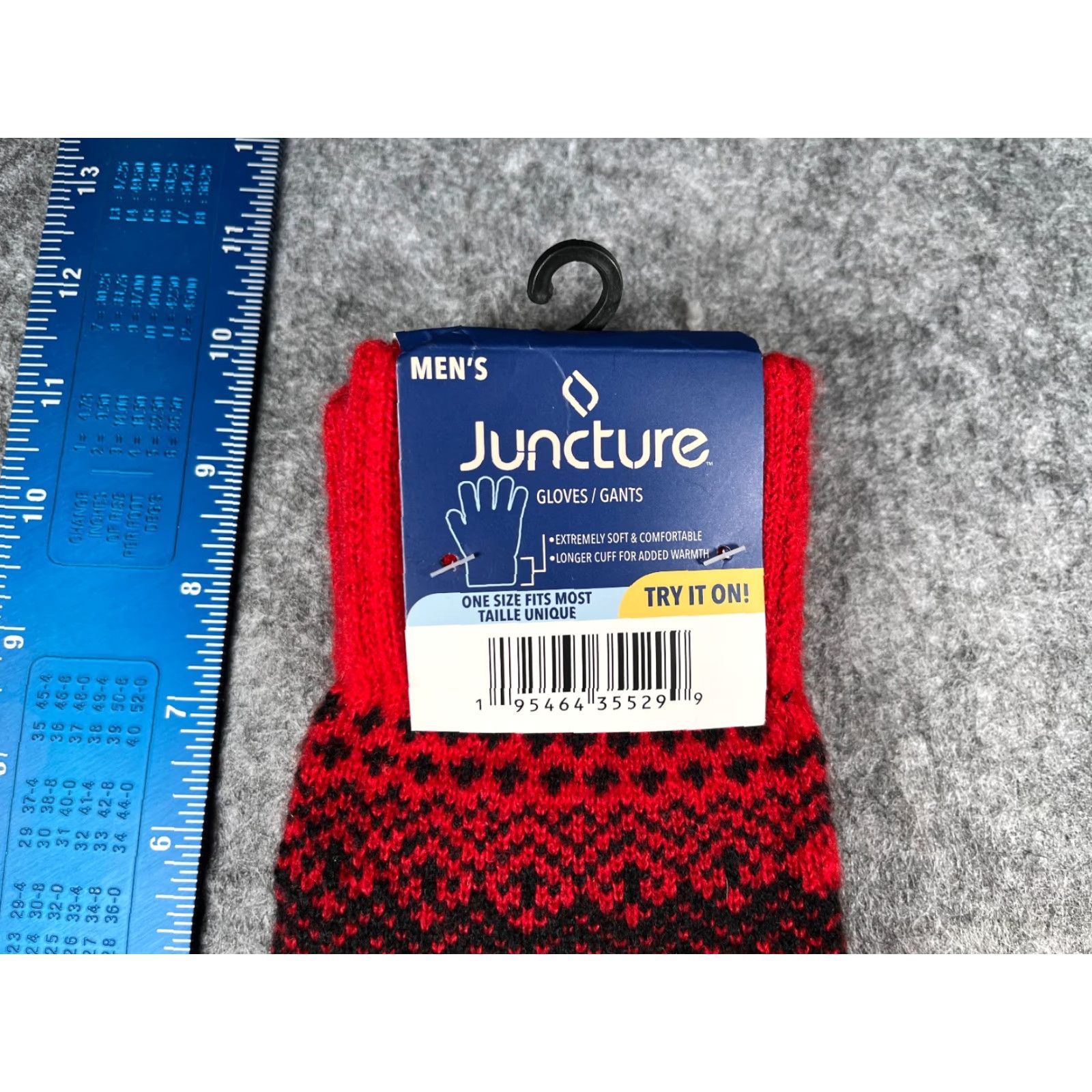 Vintage Juncture Mens Gloves One Size Red Polyester Blend Fair Isle Stretch Winter Ski Size ONE SIZE - 3 Thumbnail