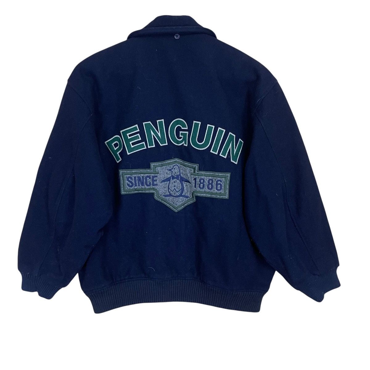 Vintage Vintage Musing Wear Penguin Big Logo Wool Varsity Jacket Size US S / EU 44-46 / 1 - 1 Thumbnail